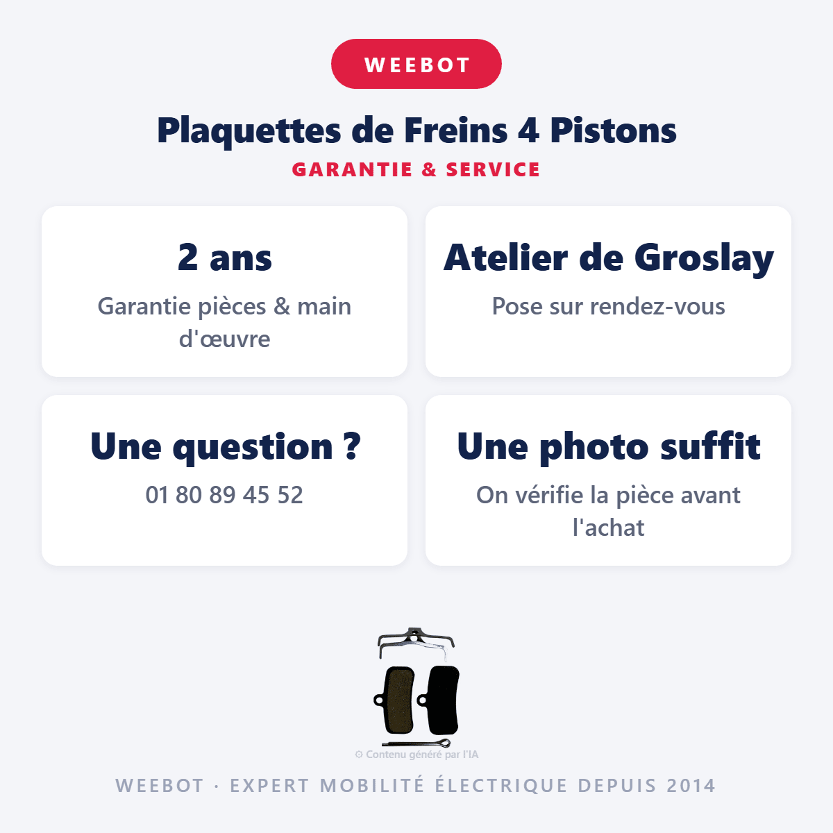 Plaquettes de Freins 4 Pistons pour Trottinette Électrique Thunder 3 Nami - Weebot