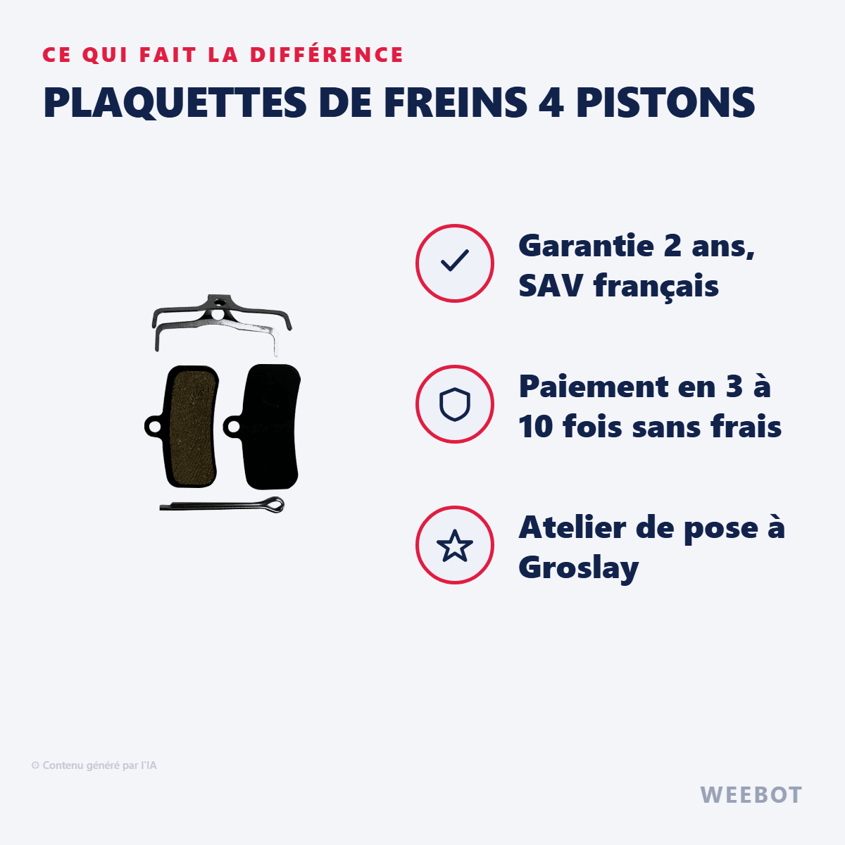 Plaquettes de Freins 4 Pistons pour Trottinette Électrique Thunder 3 Nami - Weebot