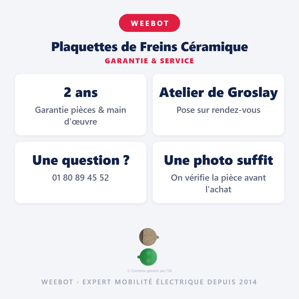 Plaquettes de Freins Céramique pour Trottinette Électrique E-cross Smartgyro - Weebot