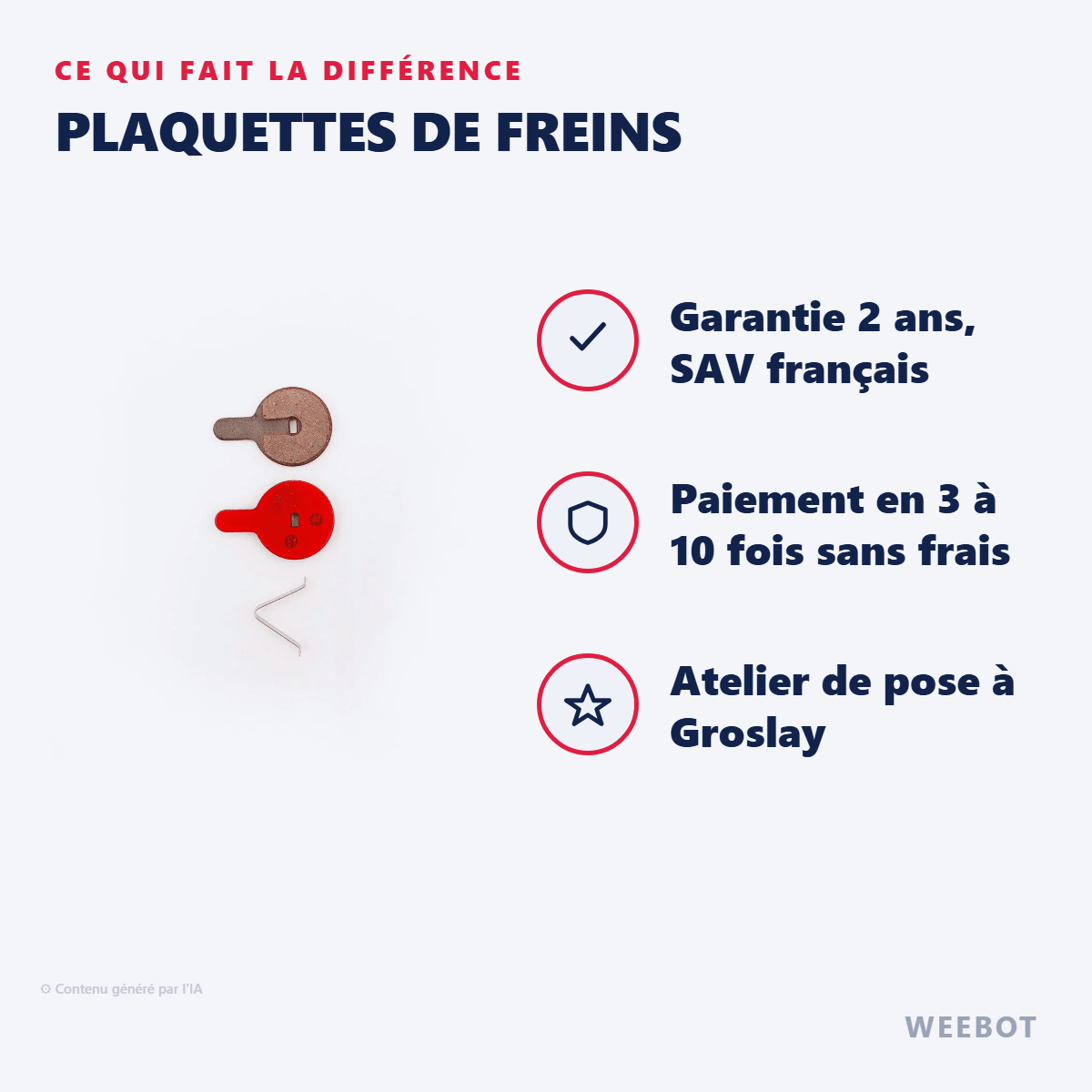 Plaquettes de Freins pour Trottinette Électrique Dualtron Togo Ltd Kukirin G2Pro / G2 Max Hitway H5 Urbanglide AllRoad - Weebot
