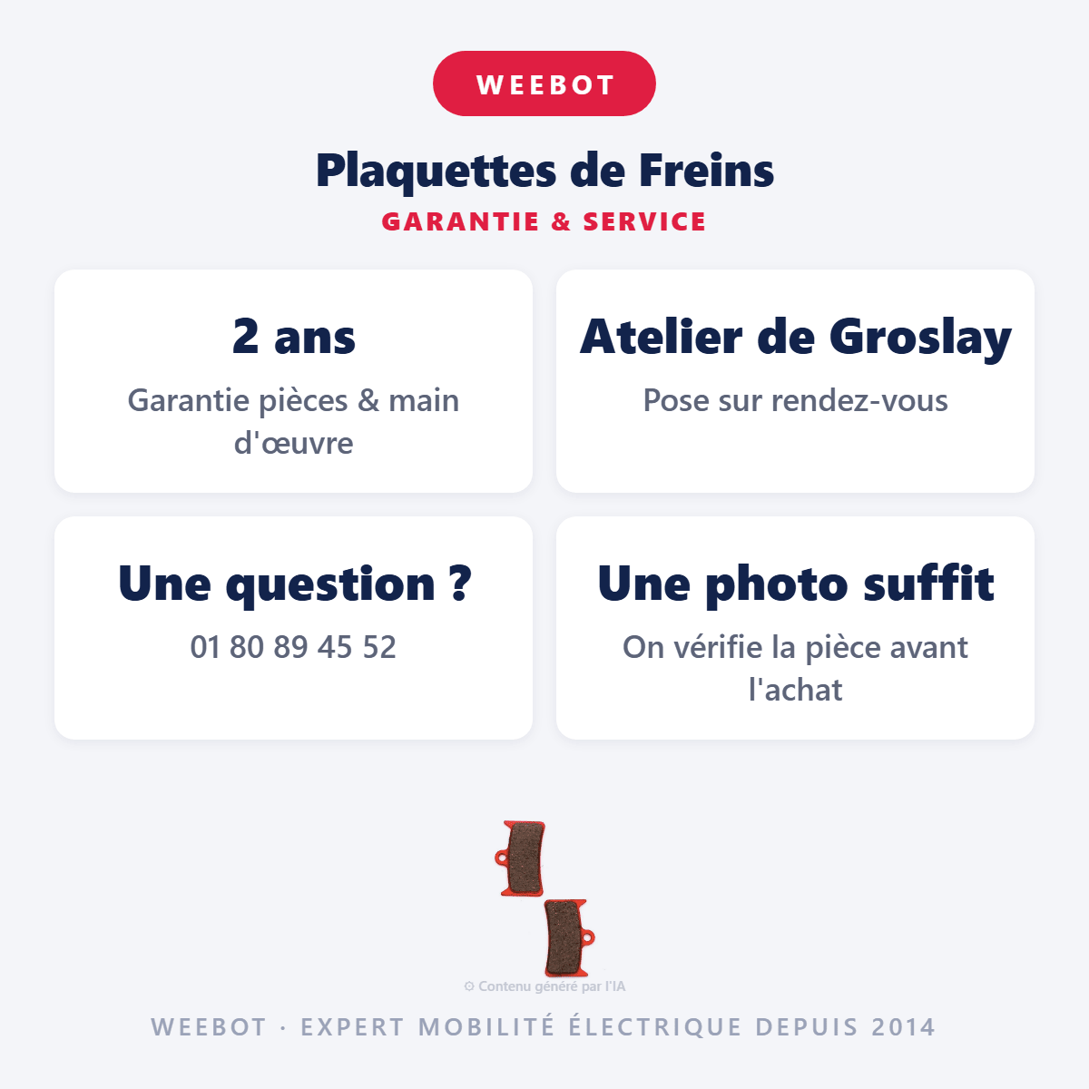 Plaquettes de Freins pour Trottinette Électrique Hope Tech4 V4 Céramique - Weebot