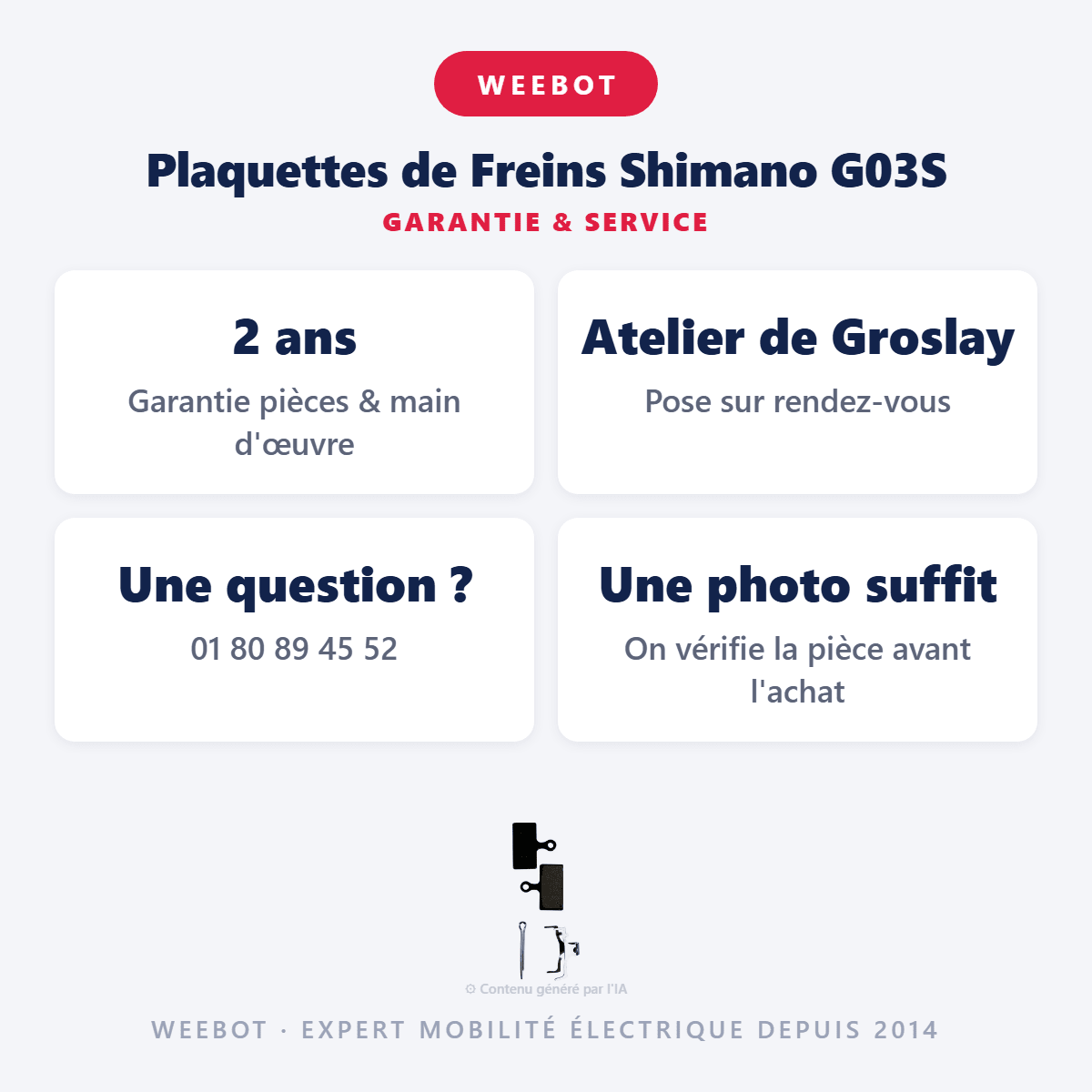 Plaquettes de Freins Shimano G03S pour Trottinette Électrique - Weebot