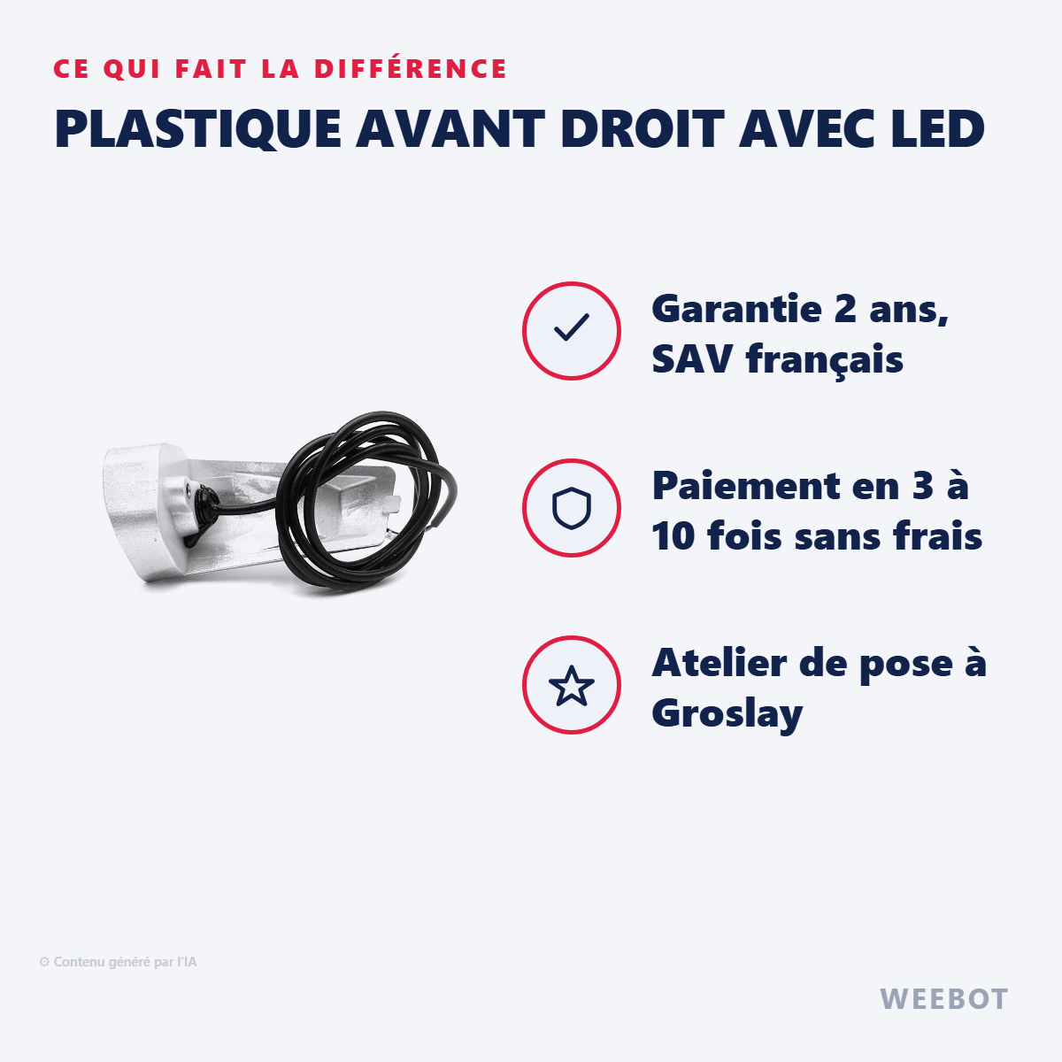 Plastique Avant Droit avec LED pour Trottinette Électrique Dualtron Togo - Weebot