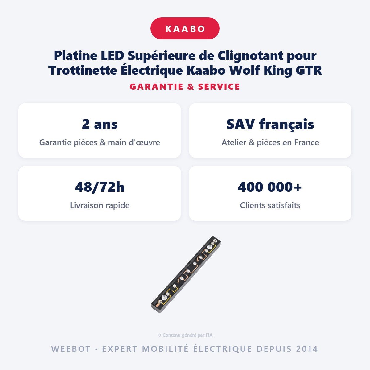 Platine LED Supérieure de Clignotant pour Trottinette Électrique Kaabo Wolf King GTR - Weebot