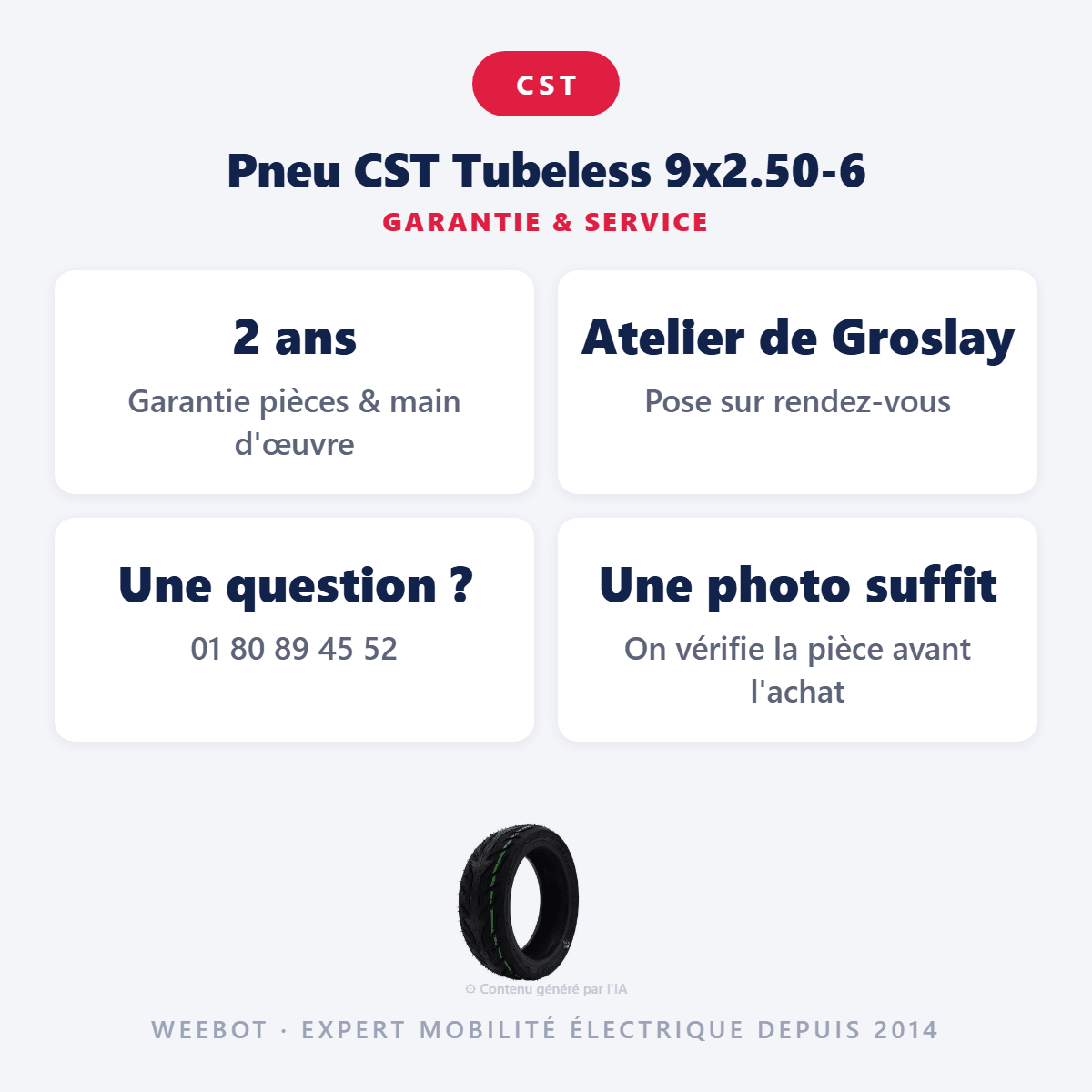 Pneu CST Tubeless 9x2.50-6 pour Trottinette Électrique Nami Stellar - Weebot