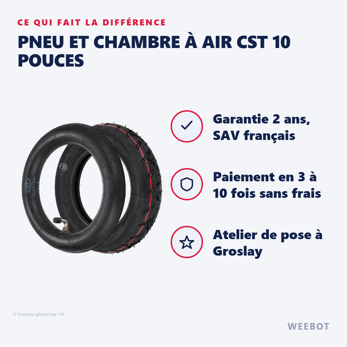 Pneu et Chambre à Air CST 10 Pouces : les points forts
