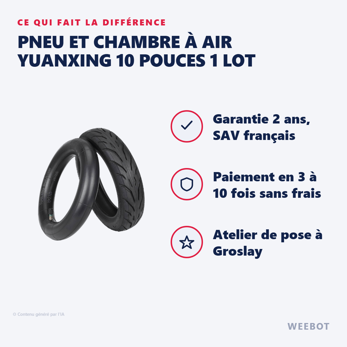 Pneu et Chambre à Air Yuanxing 10 Pouces 1 Lot : les points forts