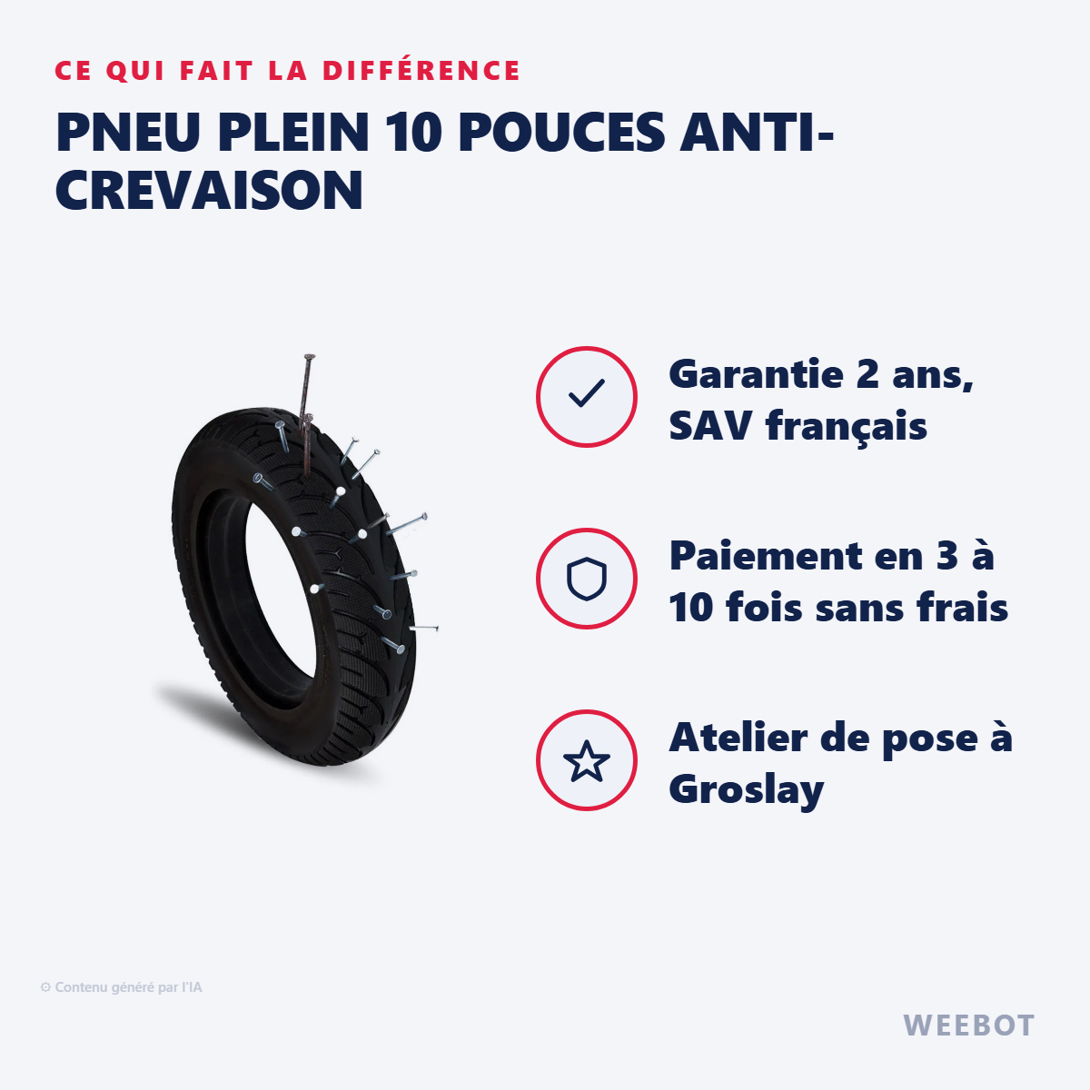 Pneu Plein 10 Pouces Anti-Crevaison : les points forts