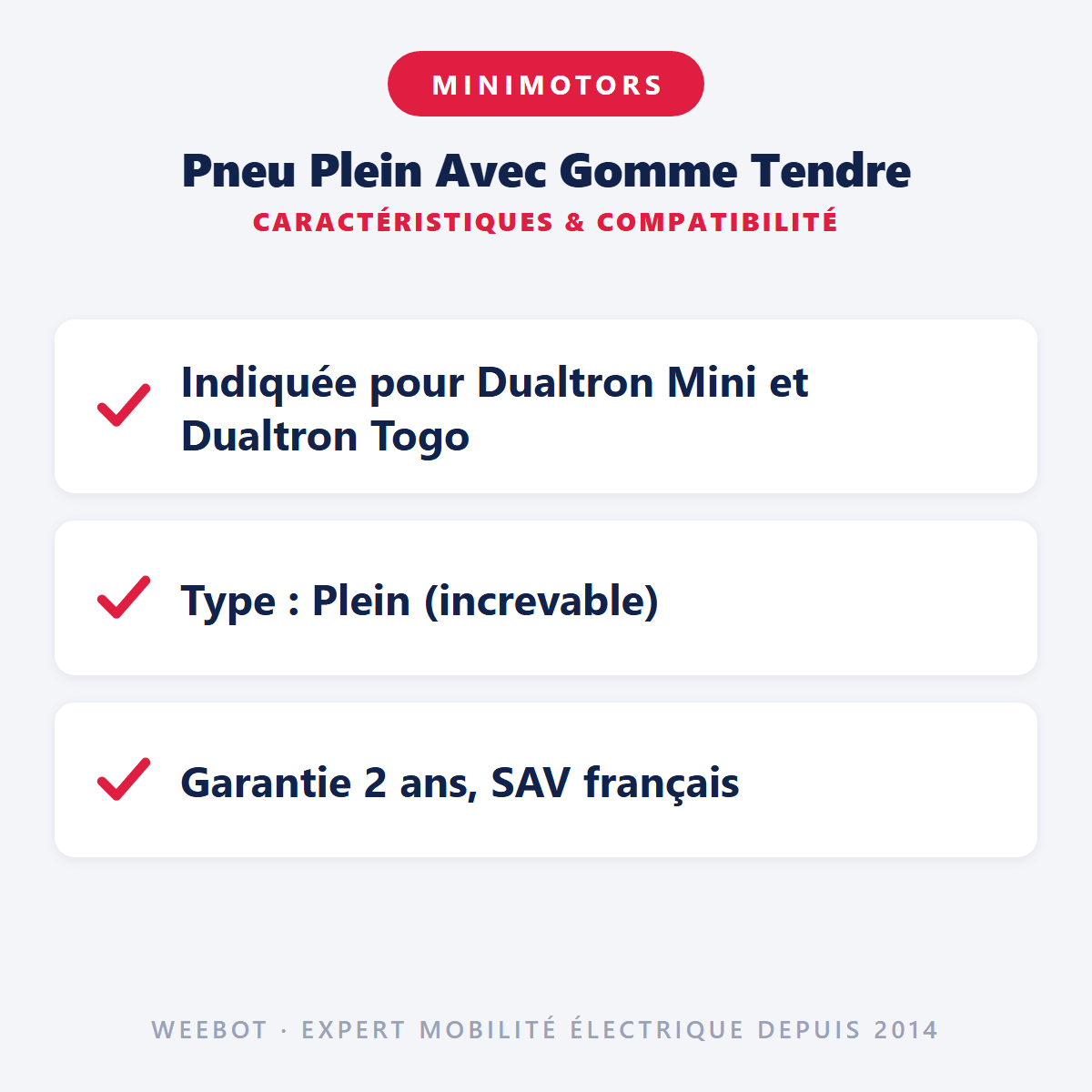 Pneu Plein Avec Gomme Tendre pour Trottinette Électrique Minimotors Dualtron Mini Pop Et Togo - Weebot