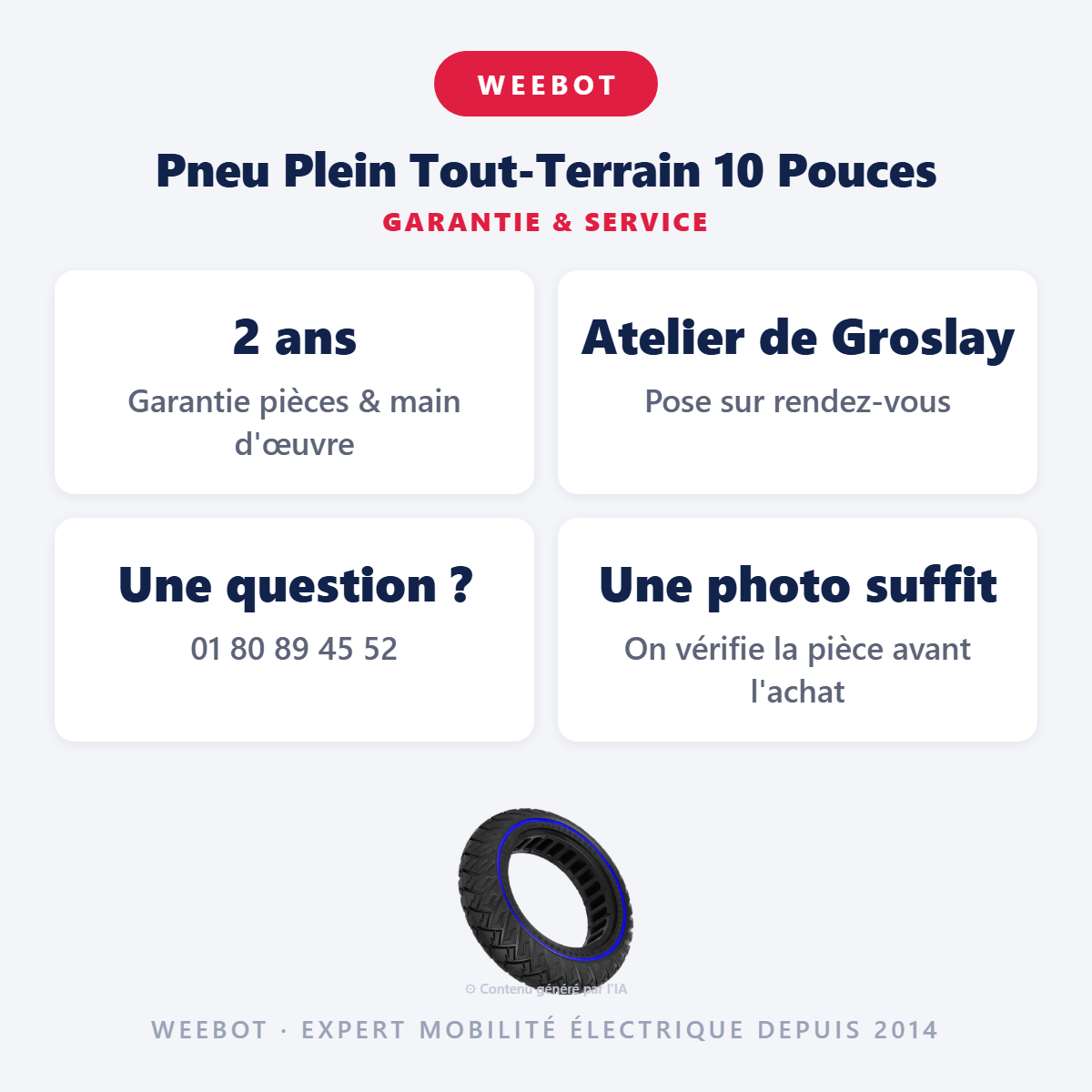 Pneu Plein Tout-Terrain 10 Pouces : garantie 2 ans et service après-vente