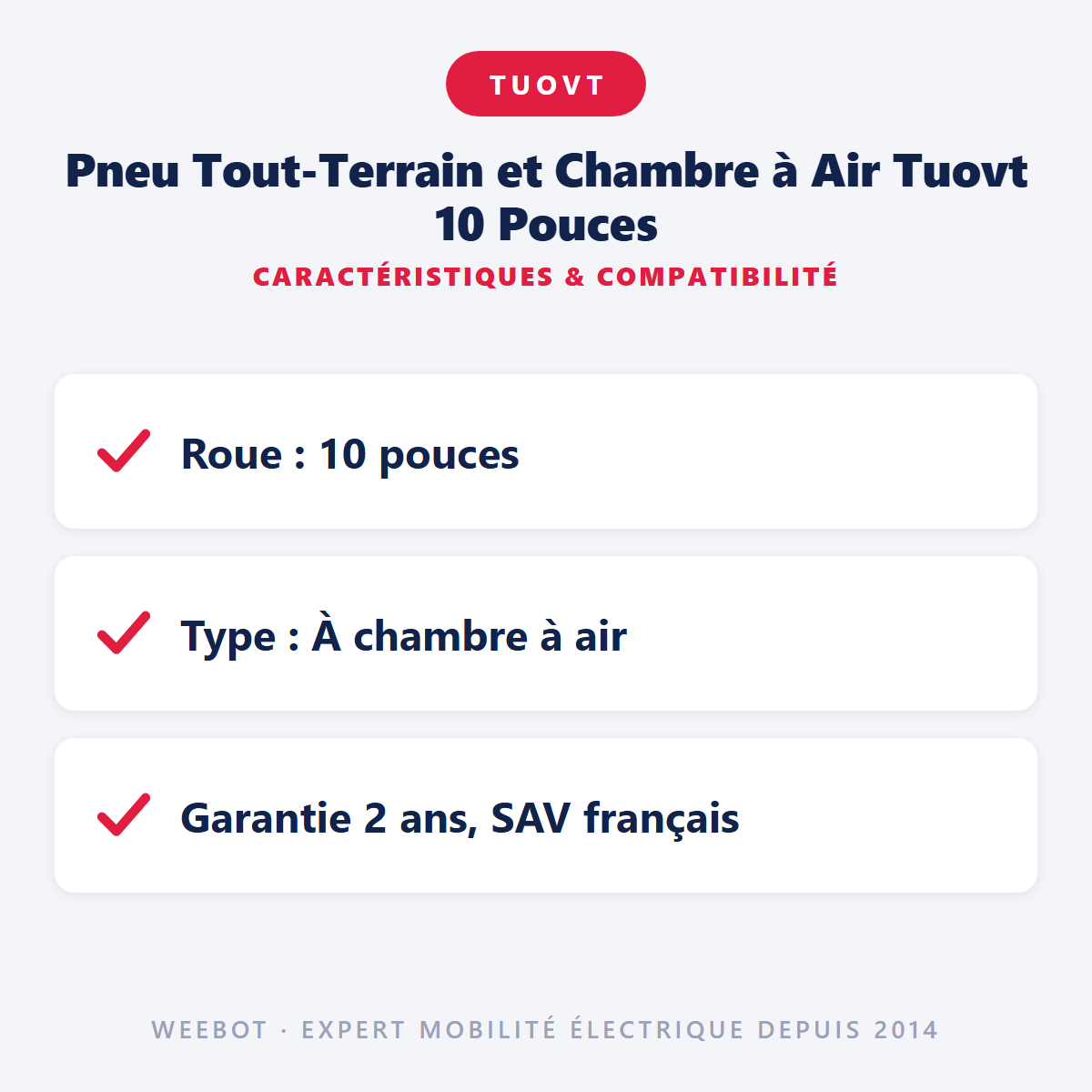 Pneu Tout-Terrain et Chambre à Air Tuovt 10 Pouces : caractéristiques et compatibilité