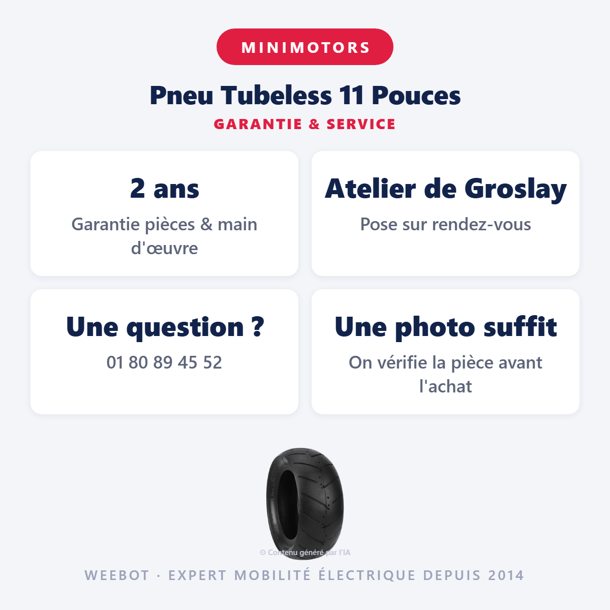 Pneu Tubeless 11 Pouces : garantie 2 ans et service après-vente