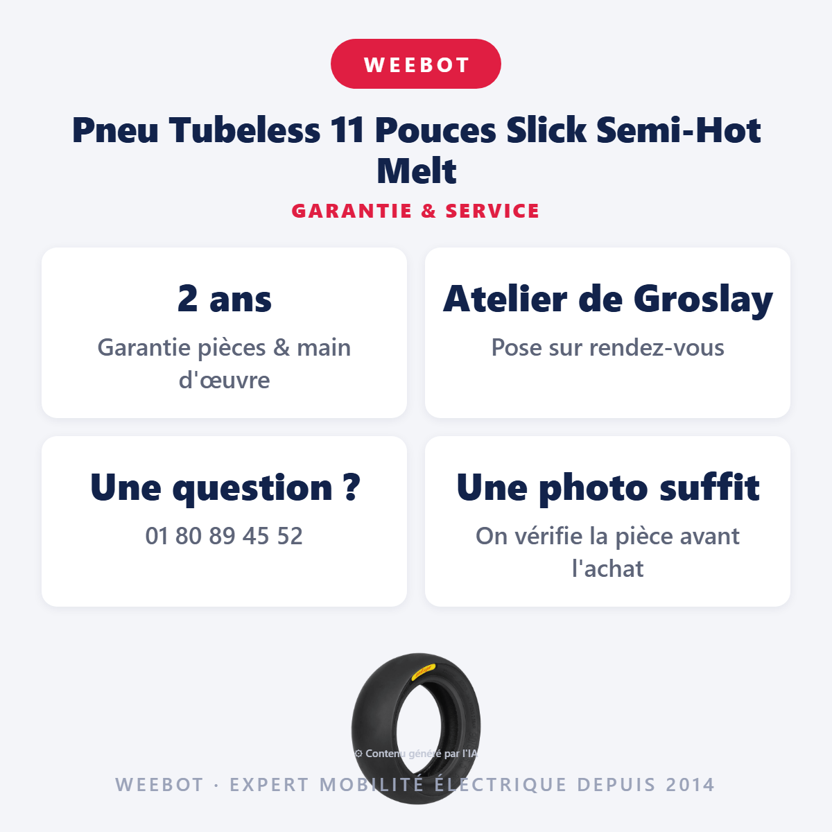 Pneu Tubeless 11 Pouces Slick Semi-Hot Melt : garantie 2 ans et service après-vente