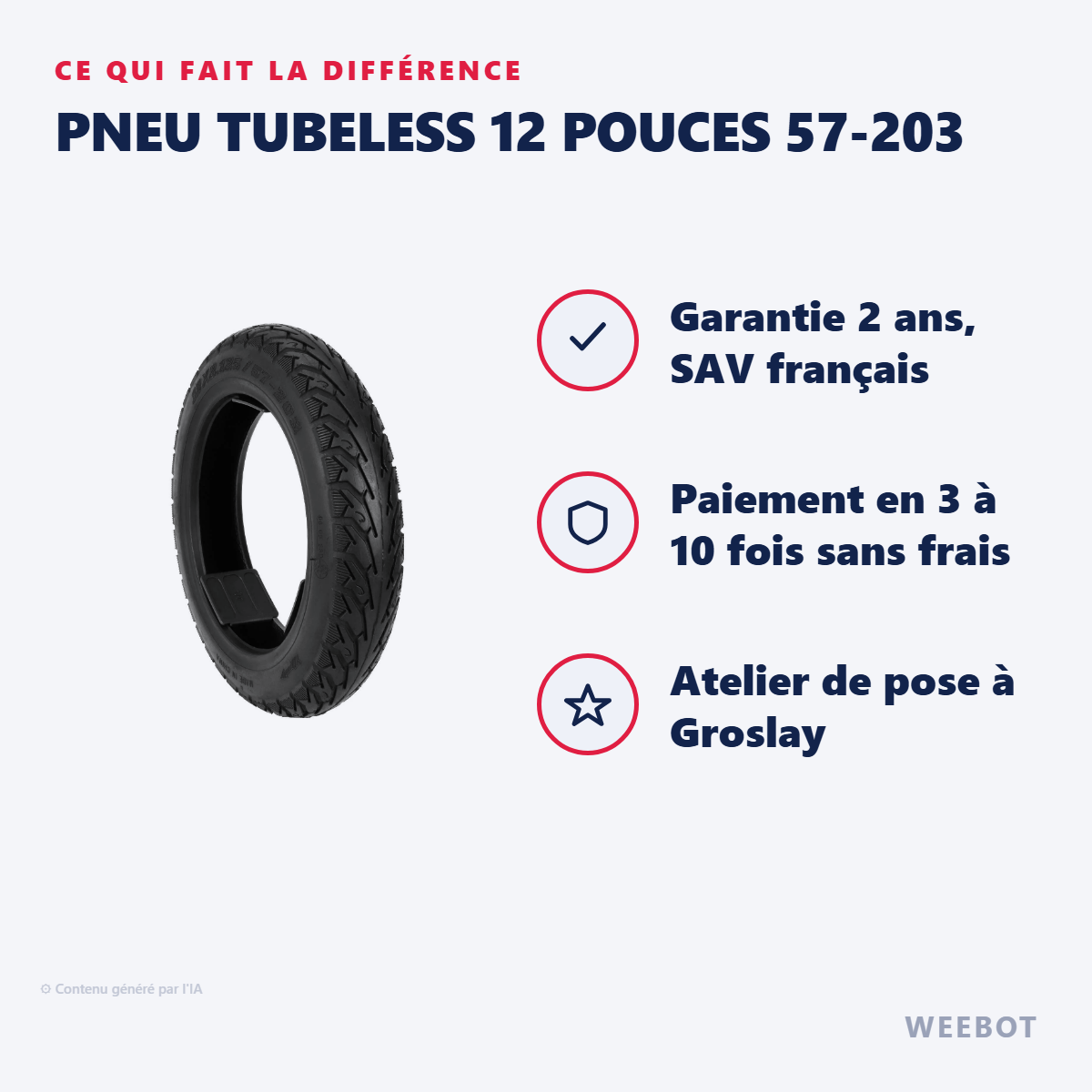 Pneu Tubeless 12 Pouces 57-203 : les points forts