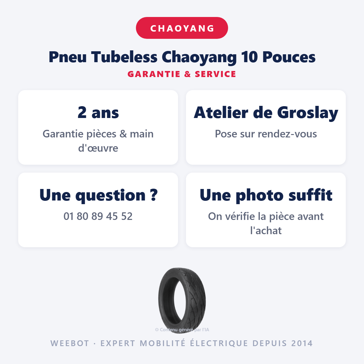 Pneu Tubeless Chaoyang 10 Pouces : garantie 2 ans et service après-vente