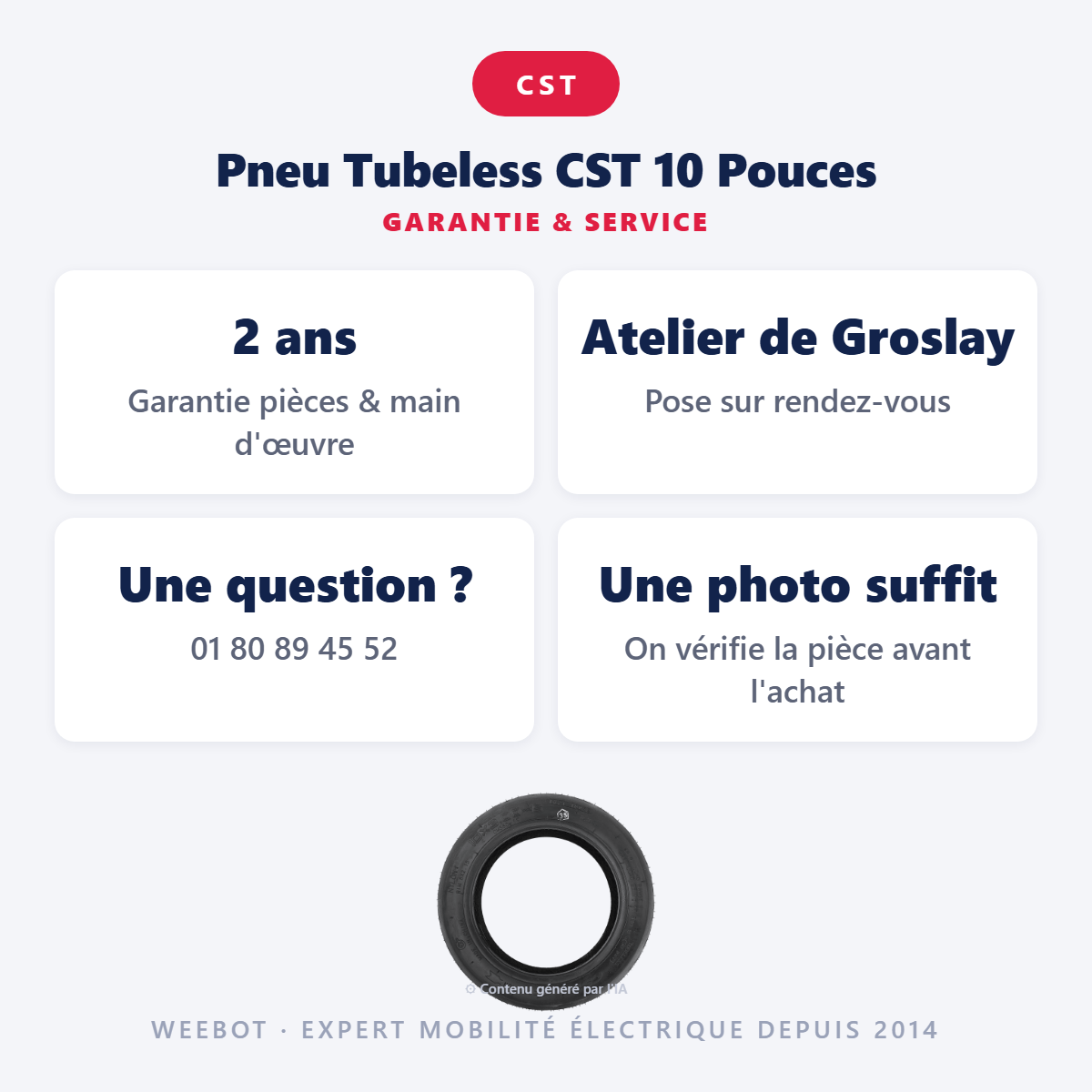 Pneu Tubeless CST 10 Pouces : garantie 2 ans et service après-vente