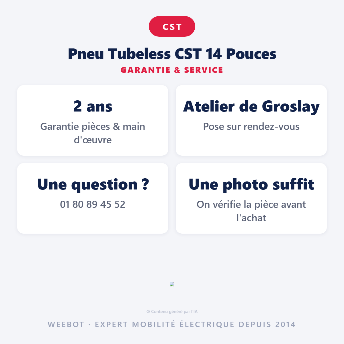 Pneu Tubeless CST 14 Pouces : garantie 2 ans et service après-vente