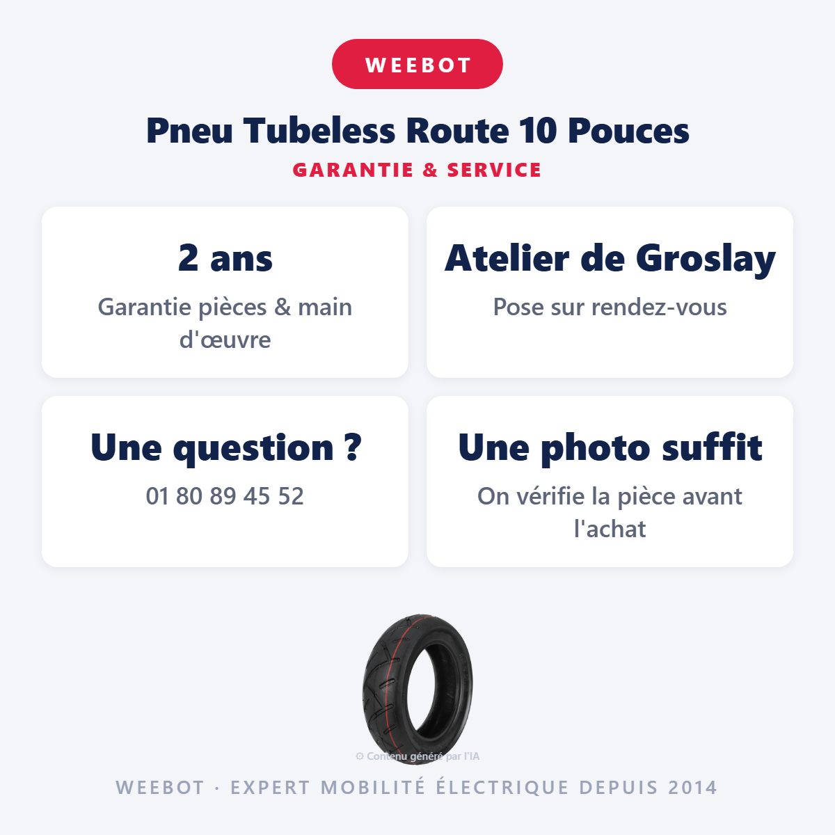 Pneu Tubeless Route 10 Pouces : garantie 2 ans et service après-vente