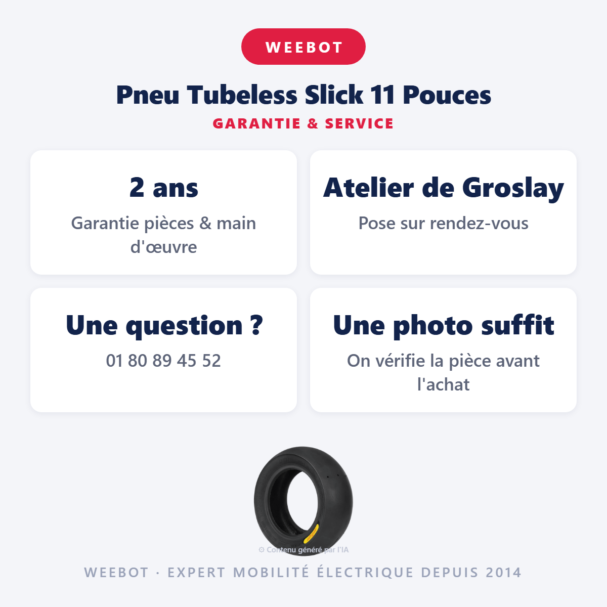 Pneu Tubeless Slick 11 Pouces : garantie 2 ans et service après-vente