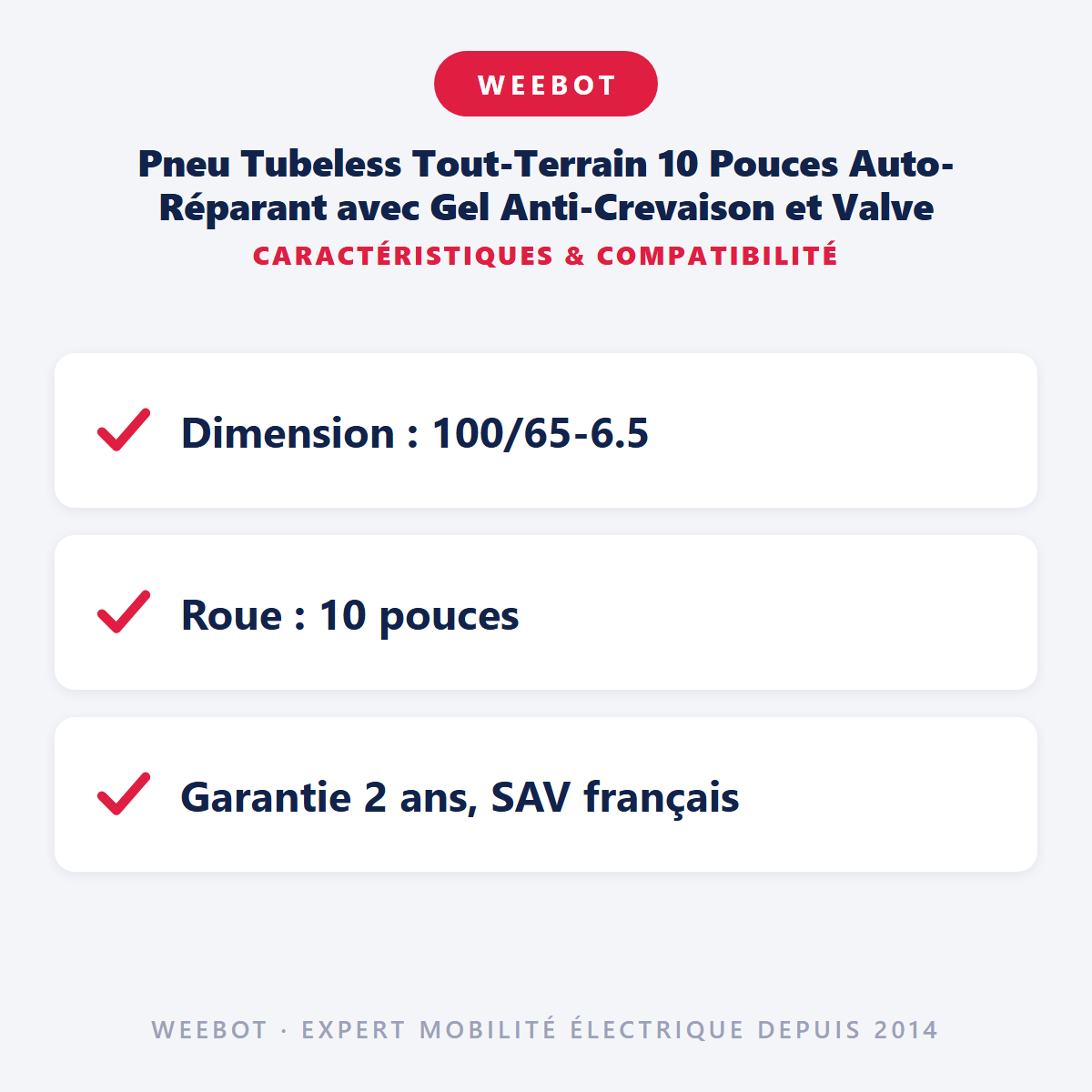 Pneu Tubeless Tout-Terrain 10 Pouces Auto-Réparant avec Gel Anti-Crevaison et Valve : caractéristiques et compatibilité
