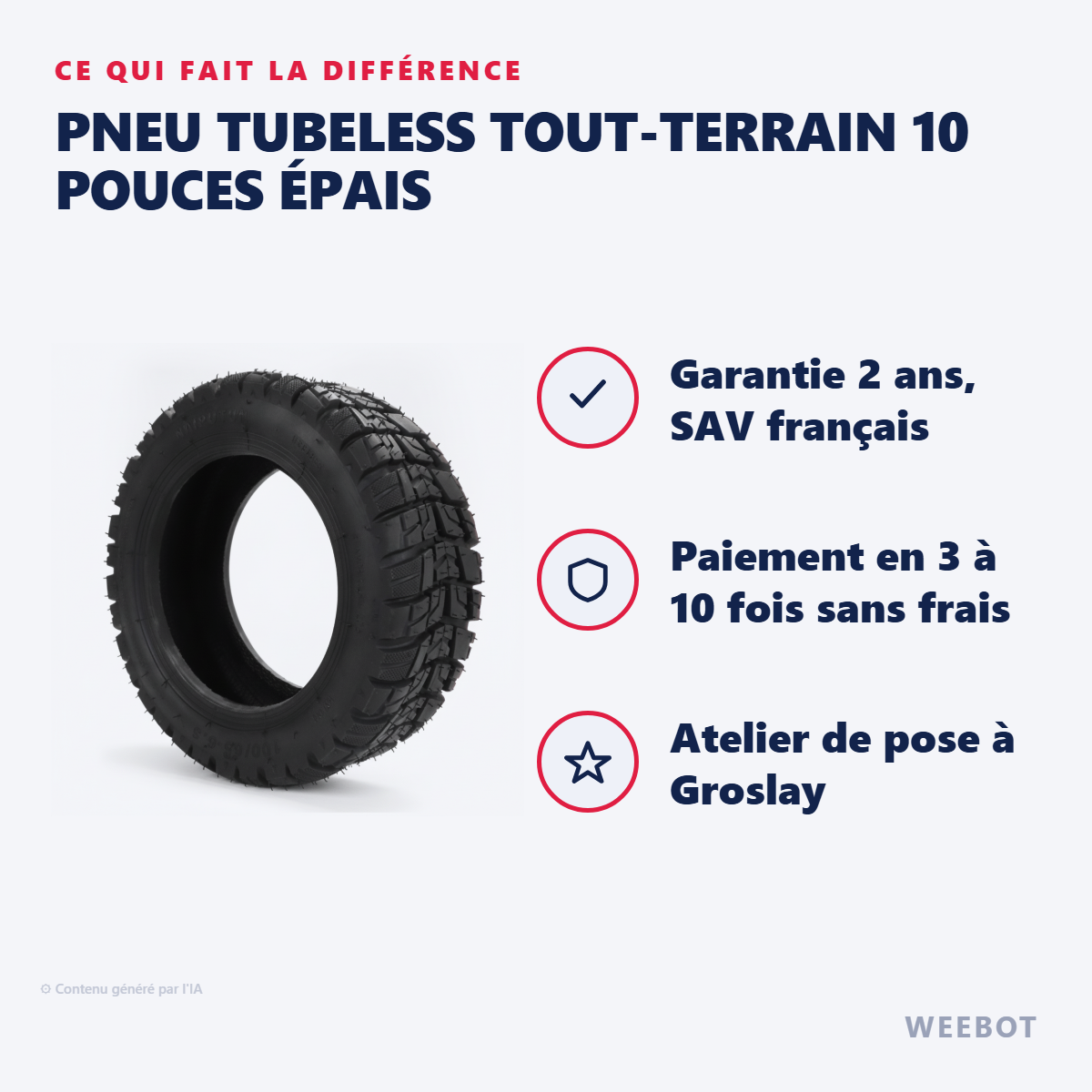 Pneu Tubeless Tout-Terrain 10 Pouces Épais : les points forts