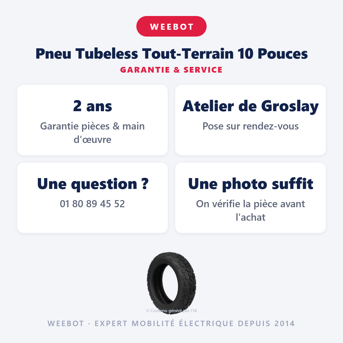 Pneu Tubeless Tout-Terrain 10 Pouces : garantie 2 ans et service après-vente