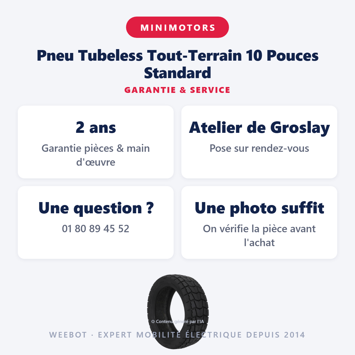 Pneu Tubeless Tout-Terrain 10 Pouces Standard : garantie 2 ans et service après-vente