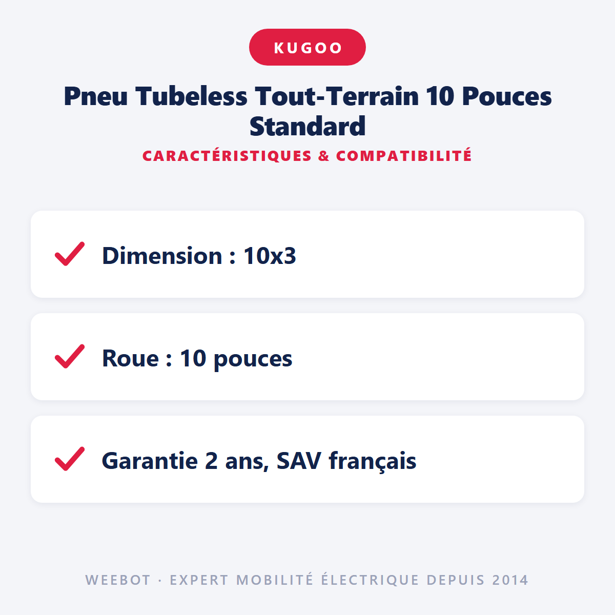 Pneu Tubeless Tout-Terrain 10 Pouces Standard : caractéristiques et compatibilité