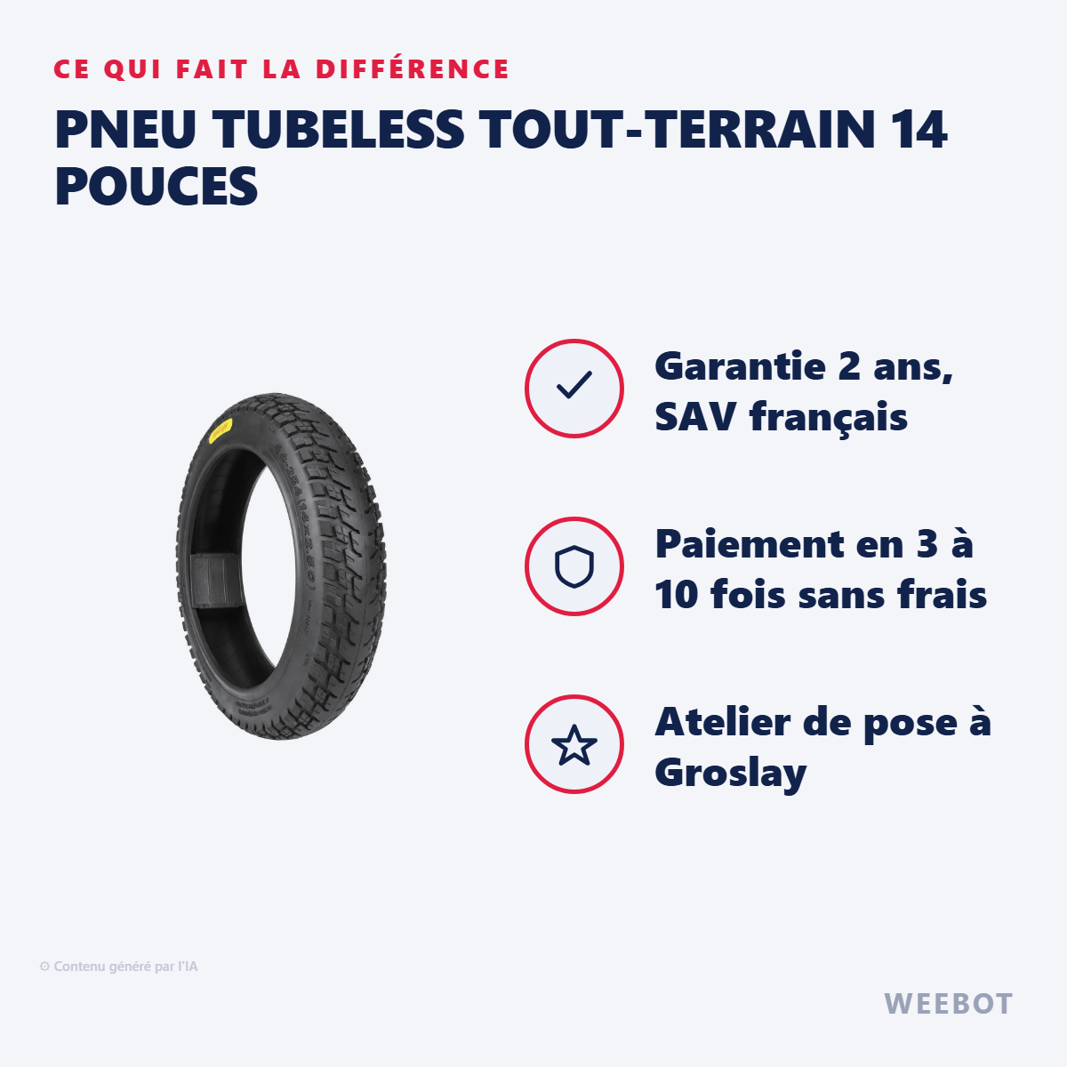 Pneu Tubeless Tout-Terrain 14 Pouces : les points forts