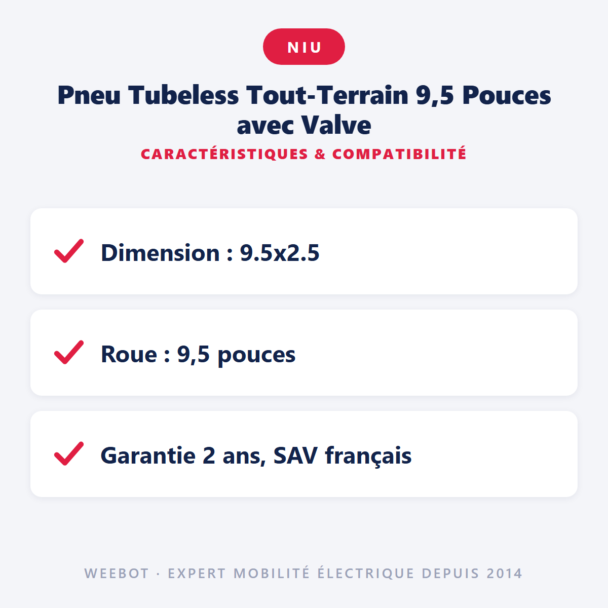 Pneu Tubeless Tout-Terrain 9,5 Pouces avec Valve : caractéristiques et compatibilité