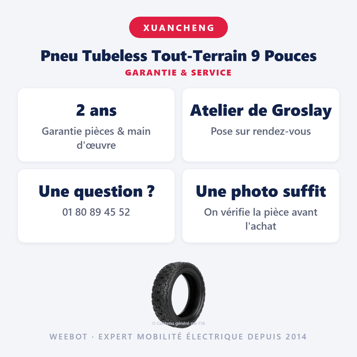 Pneu Tubeless Tout-Terrain 9 Pouces : garantie 2 ans et service après-vente