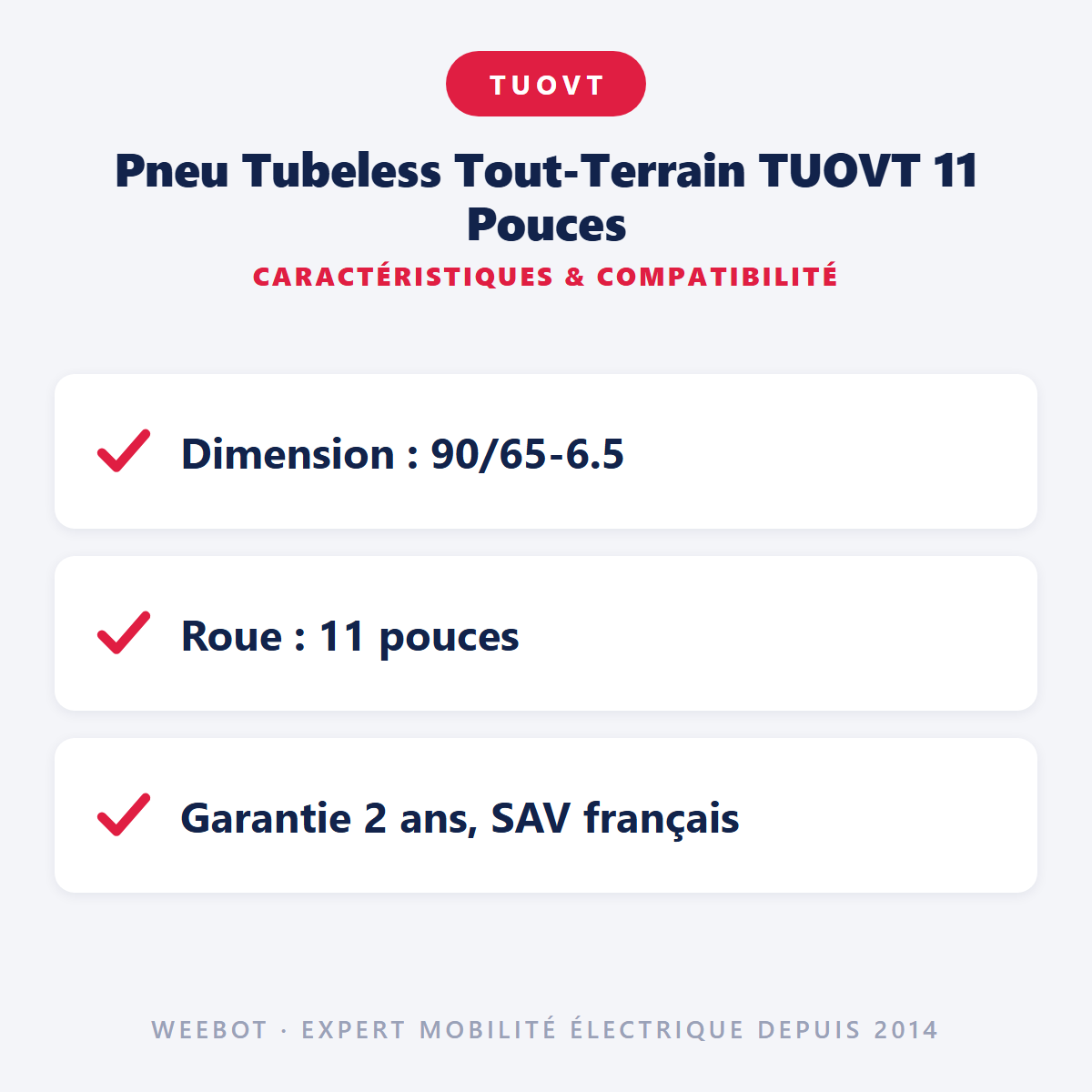 Pneu Tubeless Tout-Terrain TUOVT 11 Pouces : caractéristiques et compatibilité