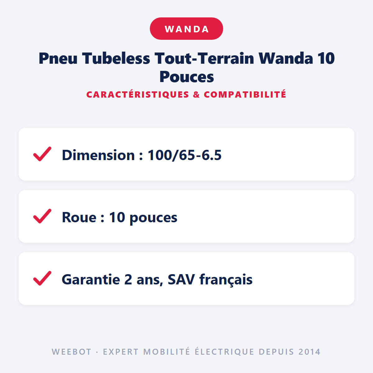 Pneu Tubeless Tout-Terrain Wanda 10 Pouces : caractéristiques et compatibilité