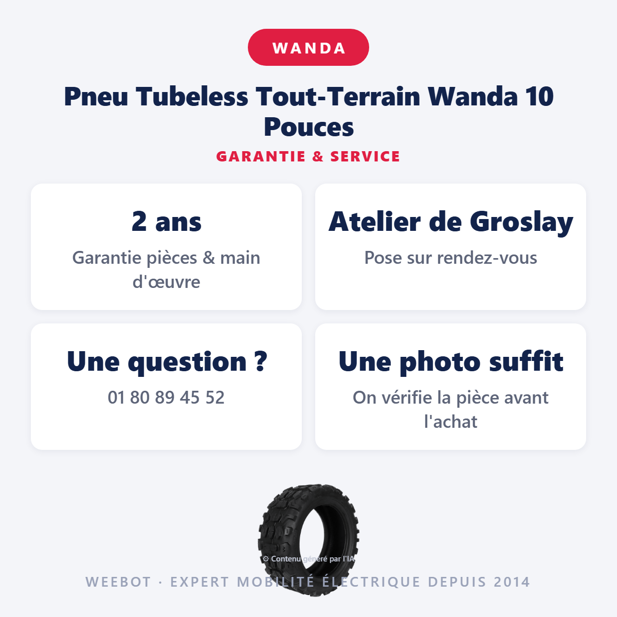 Pneu Tubeless Tout-Terrain Wanda 10 Pouces : garantie 2 ans et service après-vente