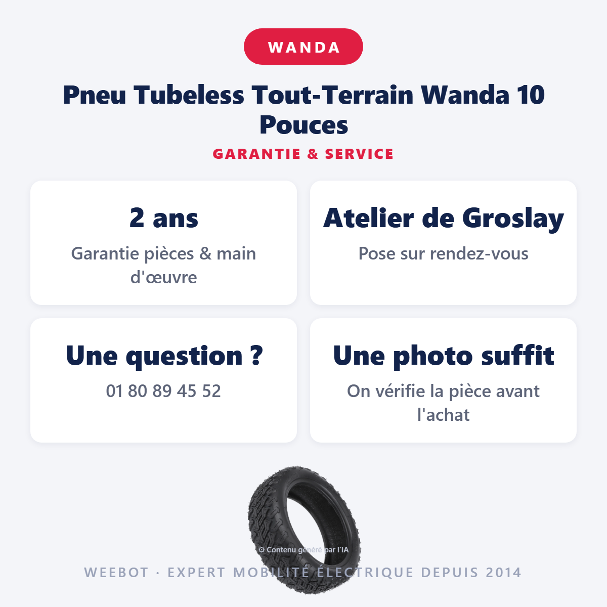 Pneu Tubeless Tout-Terrain Wanda 10 Pouces : garantie 2 ans et service après-vente
