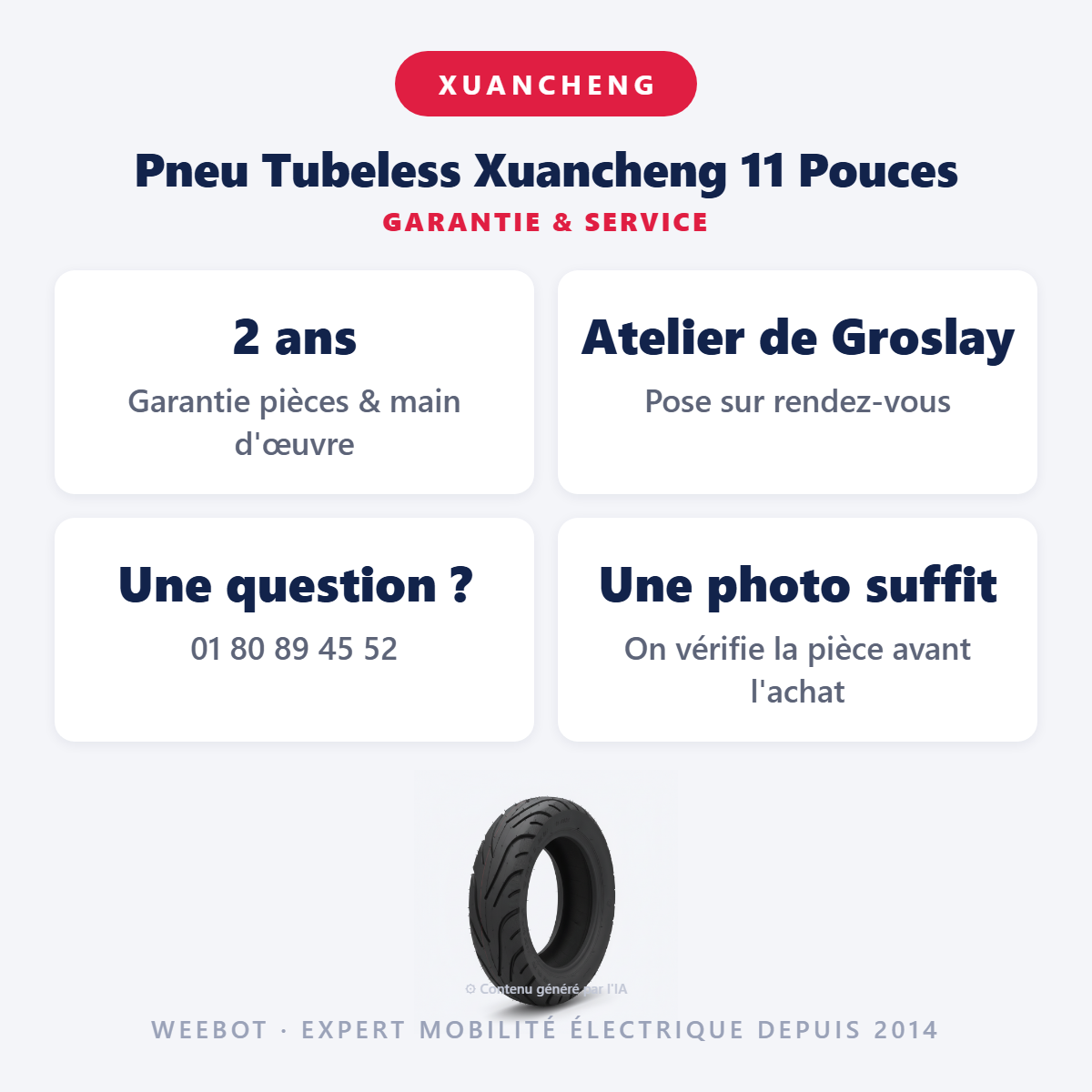 Pneu Tubeless Xuancheng 11 Pouces : garantie 2 ans et service après-vente