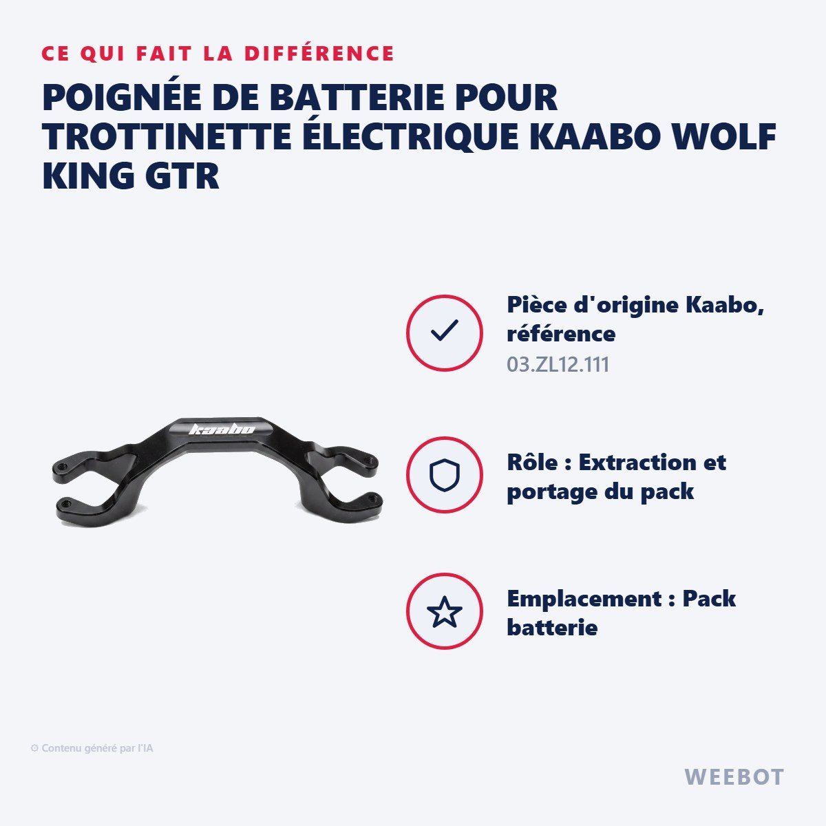 Poignée de Batterie pour Trottinette Électrique Kaabo Wolf King GTR - Weebot