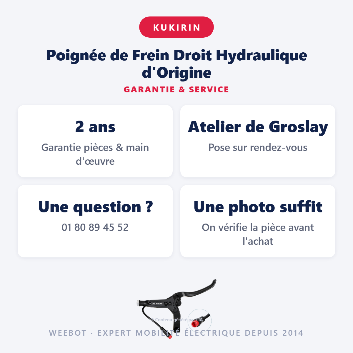 Poignée de Frein Droit Hydraulique d'Origine : garantie 2 ans et service après-vente