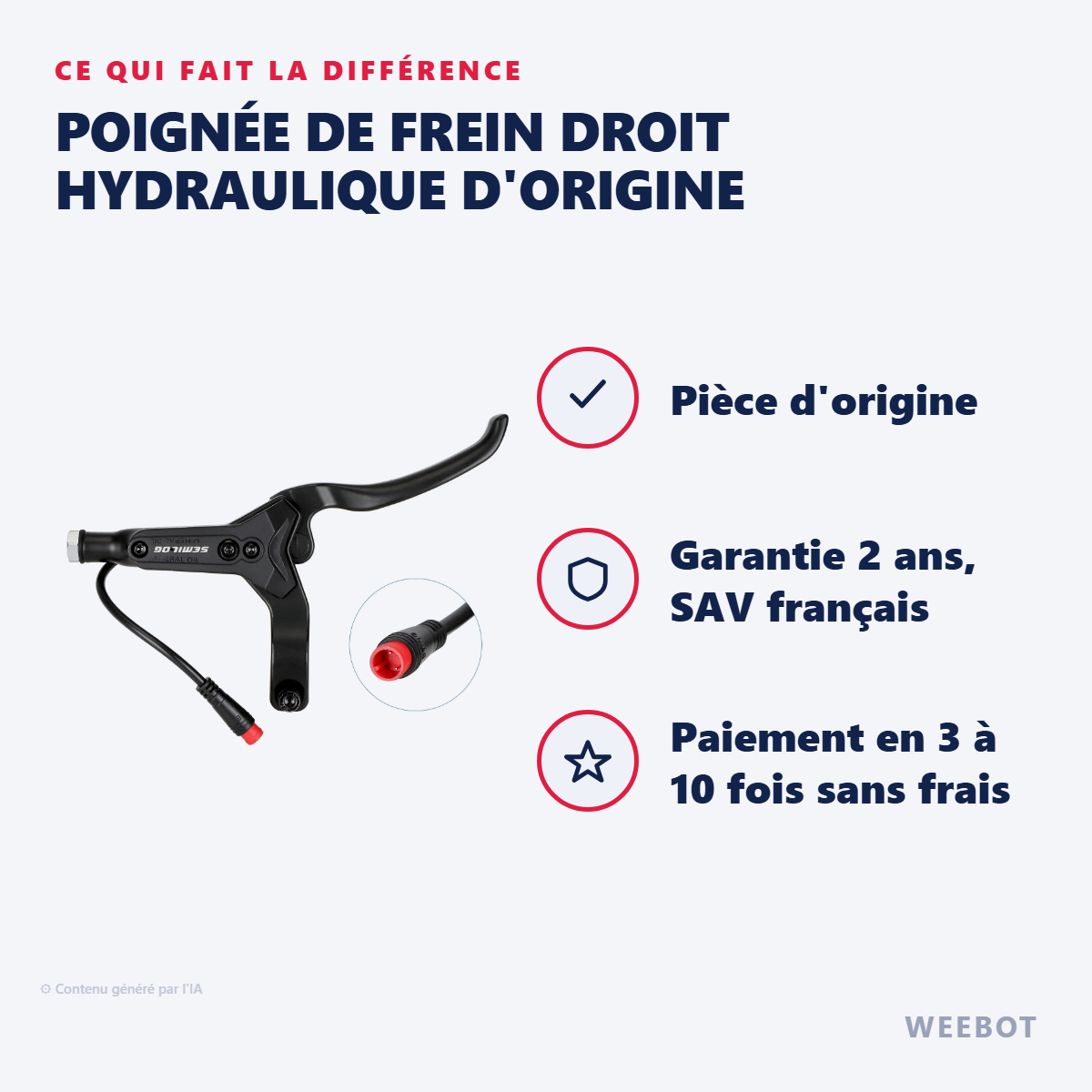 Poignée de Frein Droit Hydraulique d'Origine : les points forts