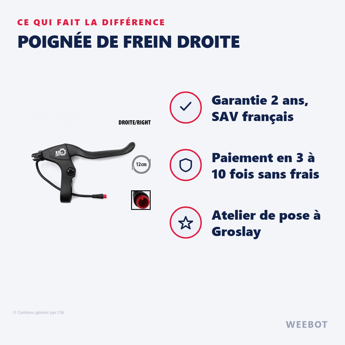 Poignée de Frein Droite pour Trottinette Électrique Dualtron Togo - Weebot