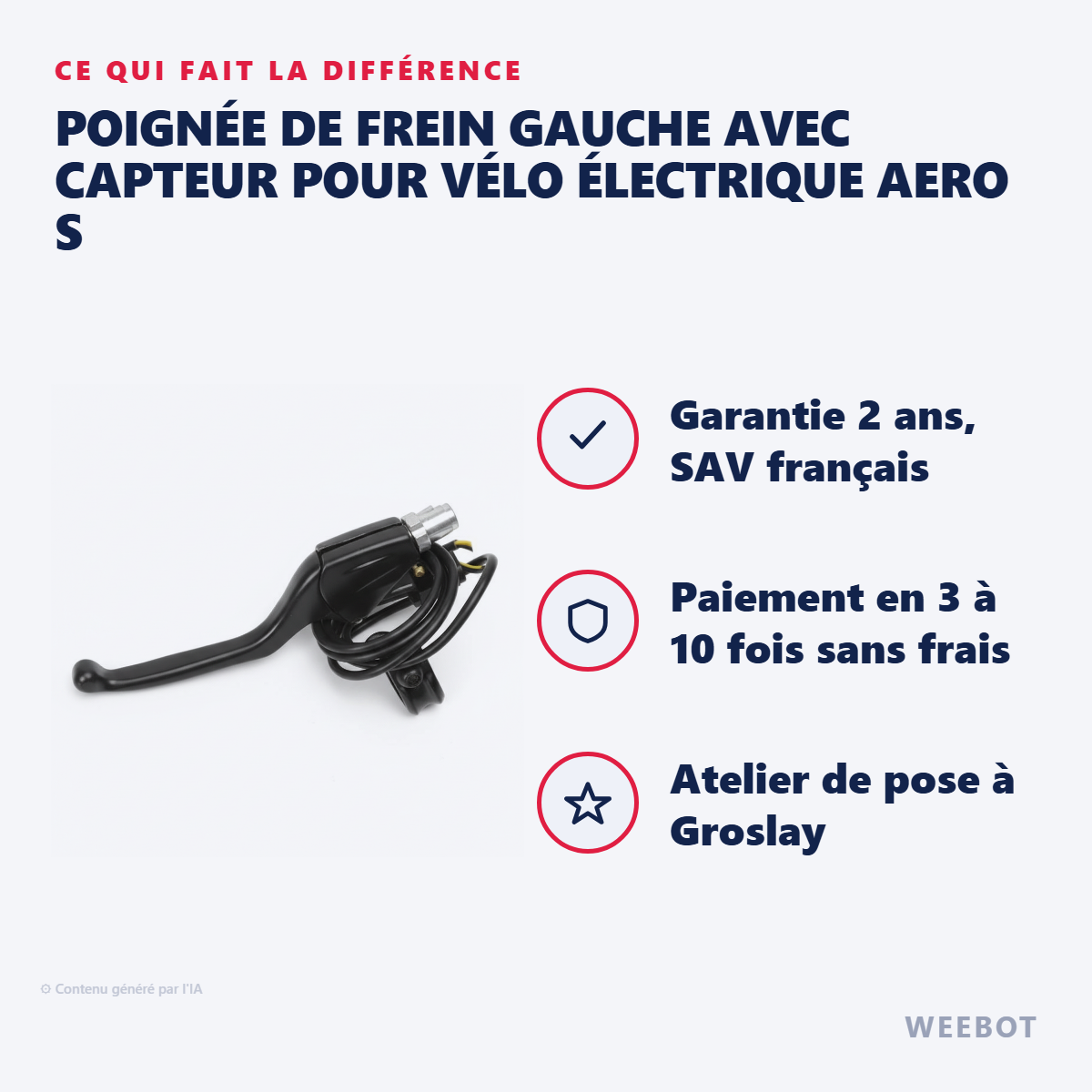 Poignée de Frein Gauche avec Capteur pour Vélo Électrique Aero S : les points forts