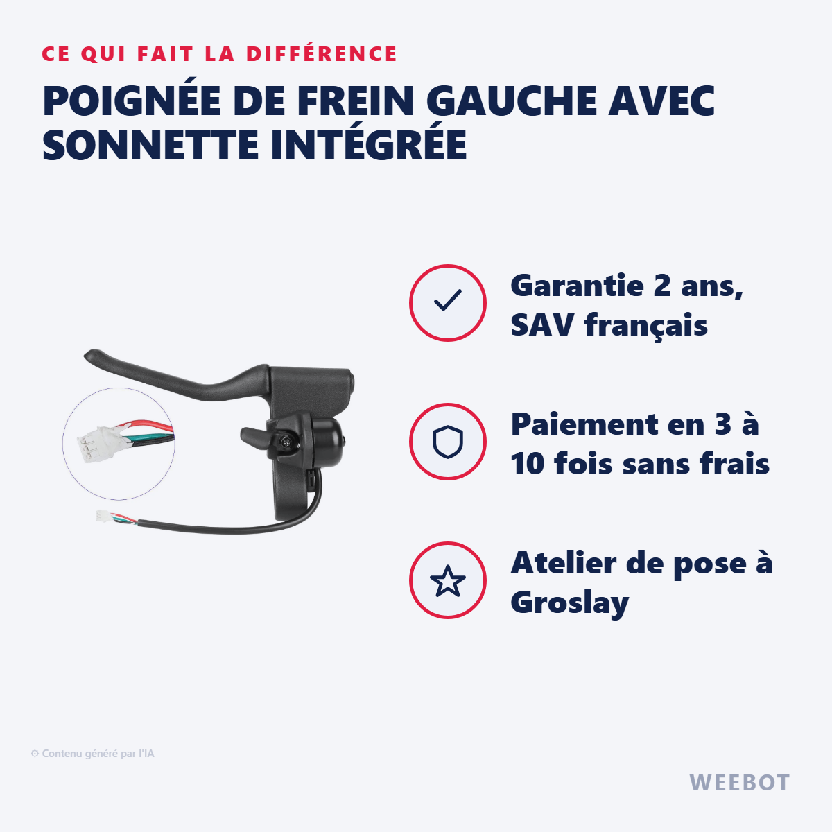 Poignée de Frein Gauche avec Sonnette Intégrée : les points forts