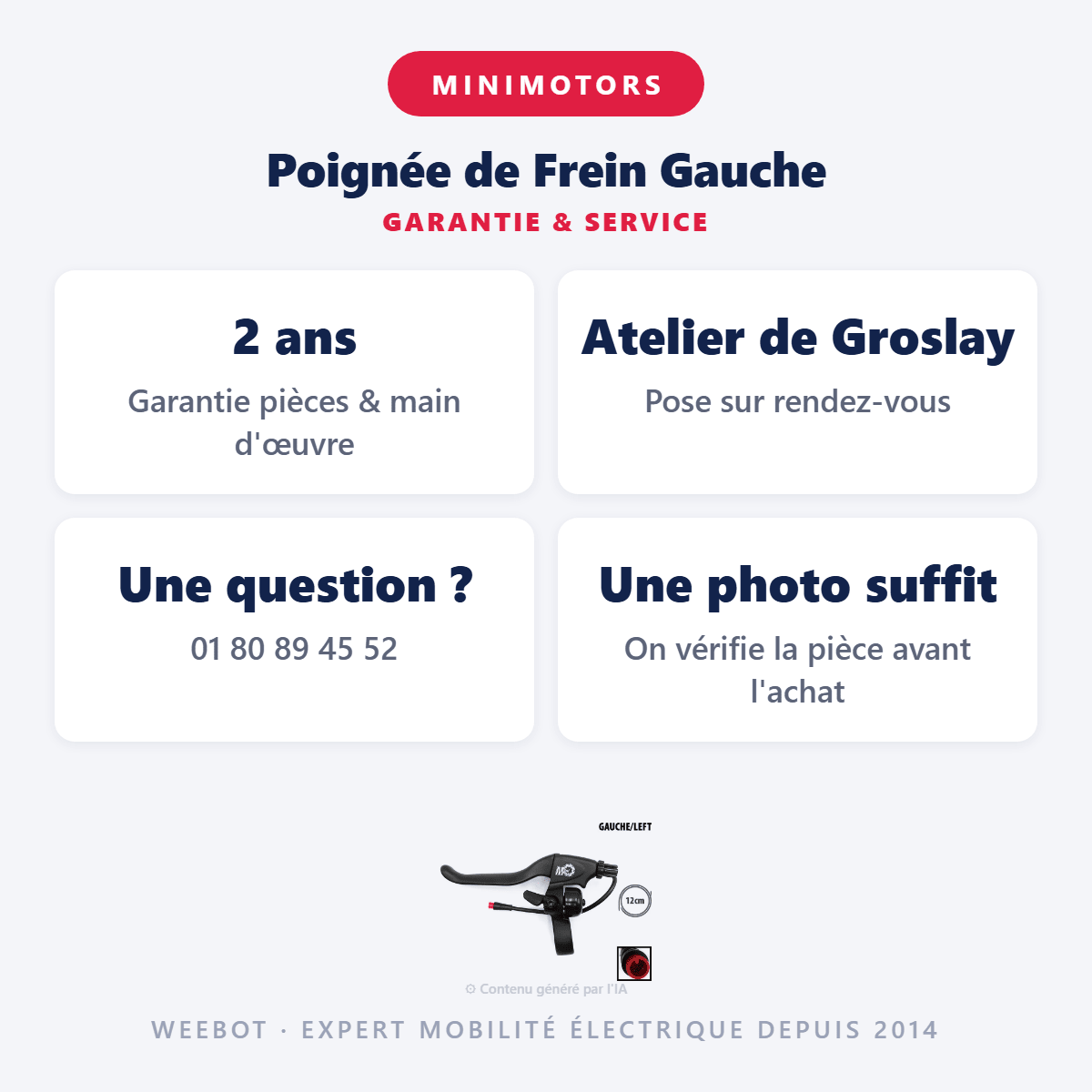 Poignée de Frein Gauche pour Trottinette Électrique Dualtron Togo - Weebot