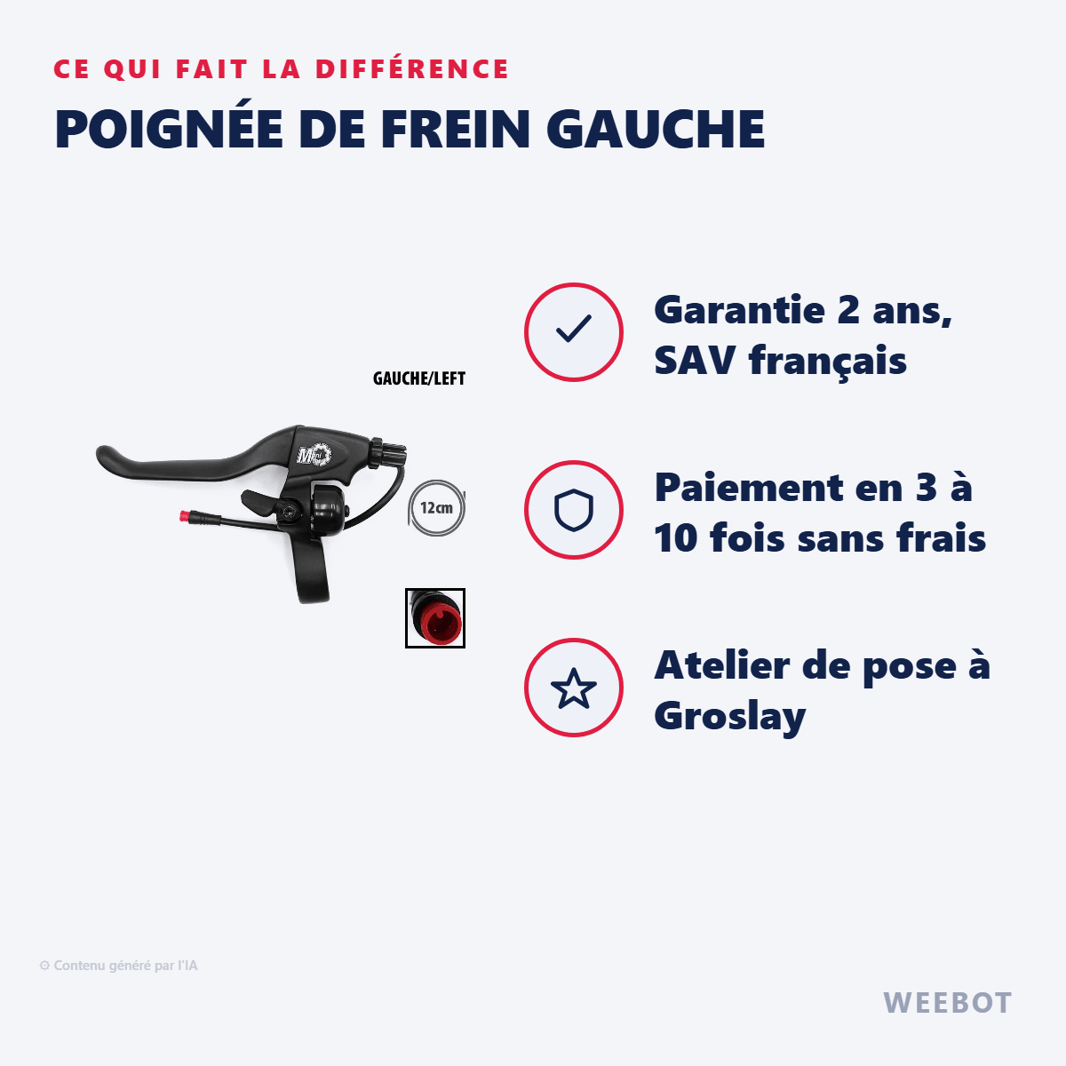 Poignée de Frein Gauche pour Trottinette Électrique Dualtron Togo - Weebot