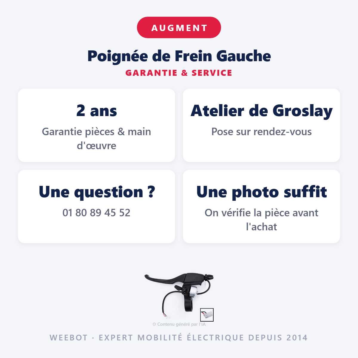 Poignée de Frein Gauche pour Trottinette Électrique HX X8 et Augment ES210 - Weebot
