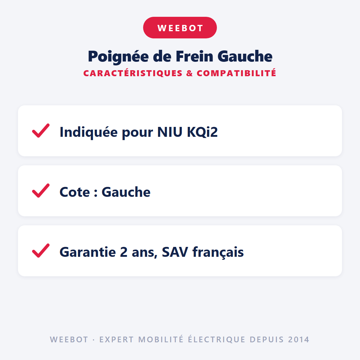 Poignée de Frein Gauche pour Trottinette Électrique Niu Kqi2 - Weebot
