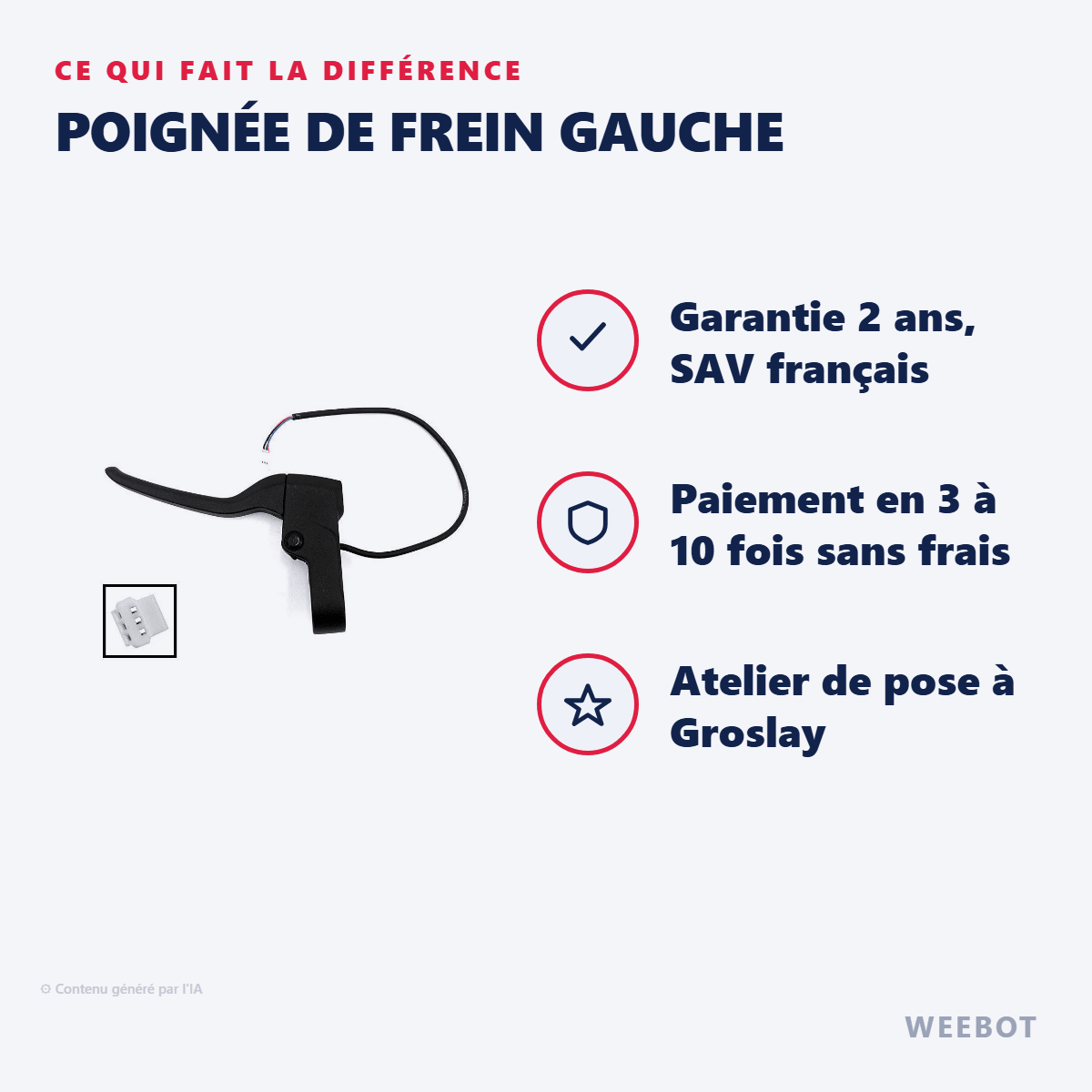 Poignée de Frein Gauche pour Trottinette Électrique Niu Kqi2 - Weebot