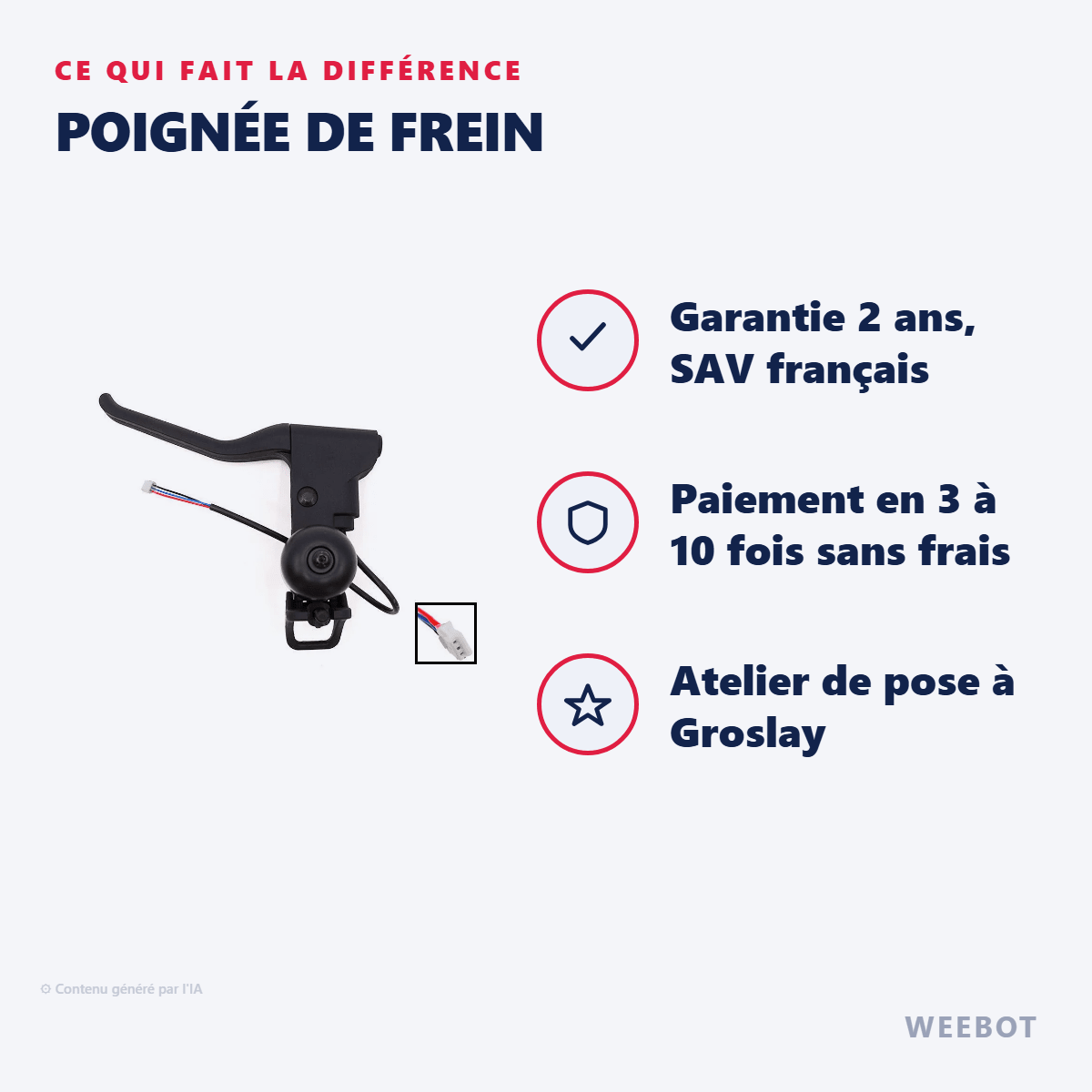 Poignée de Frein pour Trottinette Électrique Ninebot F2 / F2 Plus / F2 Pro Segway - Weebot