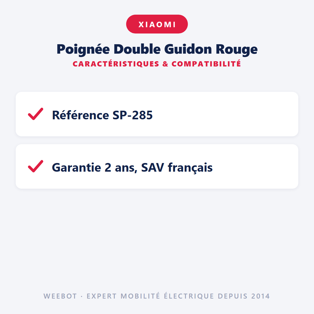 Poignée Double Guidon Rouge (Kiddybar) pour Trottinette Électrique Xiaomi - Weebot