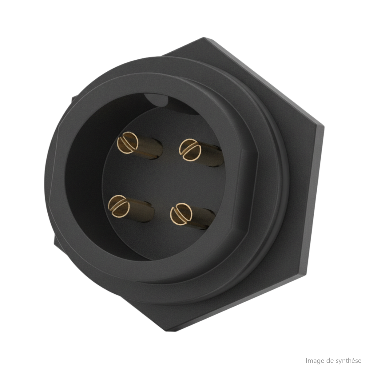 Schéma en noir et blanc d'un port de charge 4 broches pour trottinette électrique